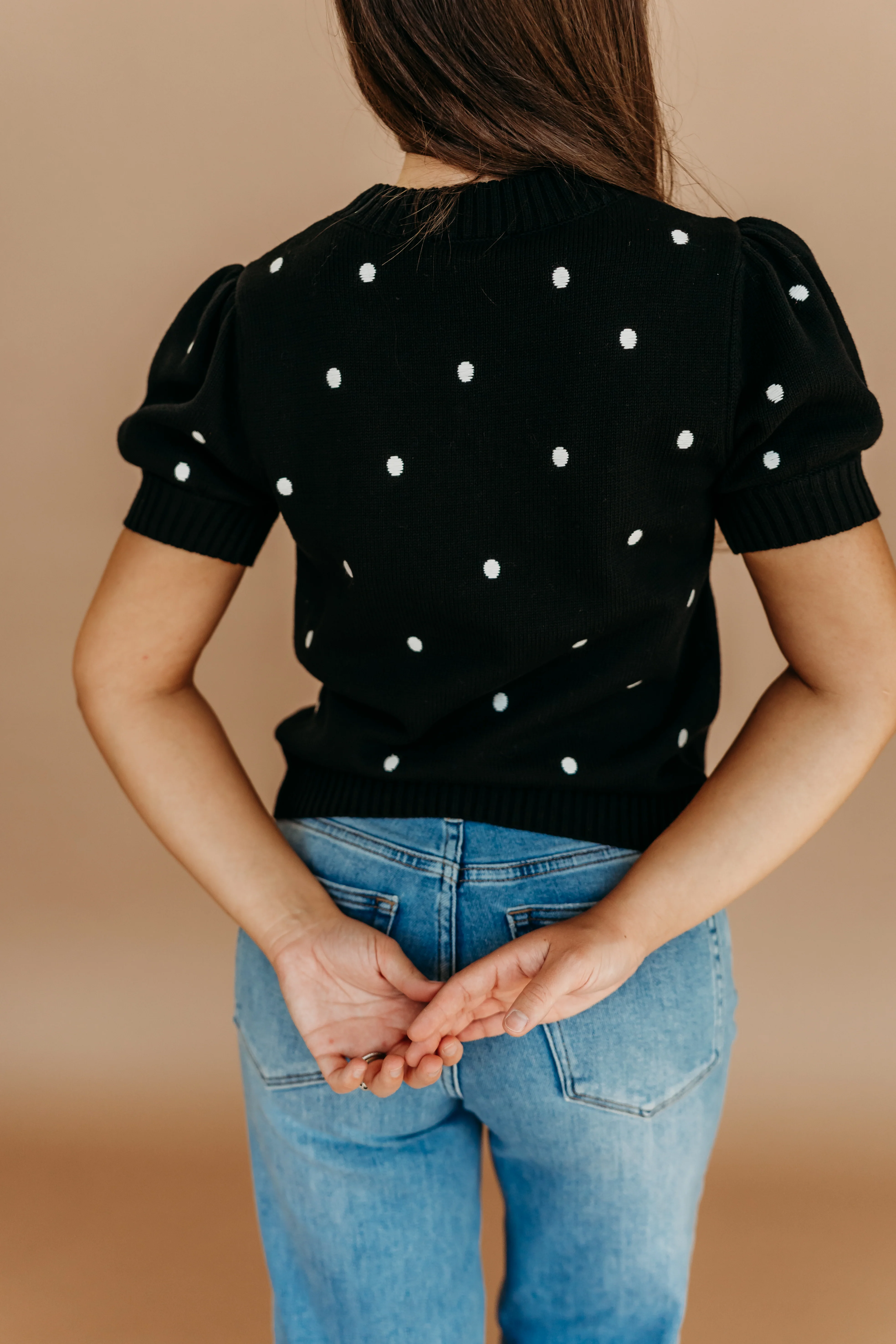 THE PEYTON POLKA DOT SWEATER IN BLACK - Image 6
