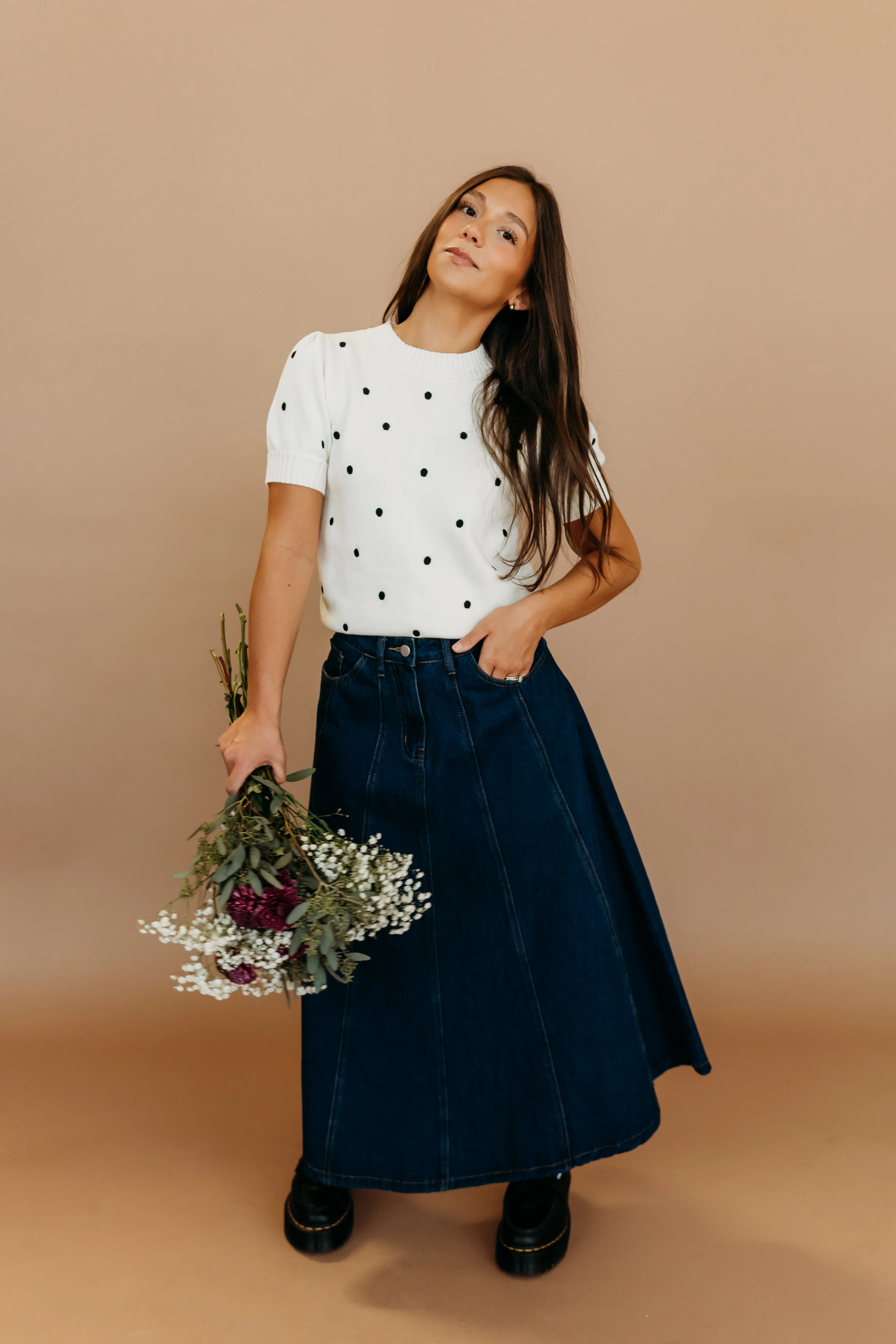 THE PEYTON POLKA DOT SWEATER IN IVORY - Image 4