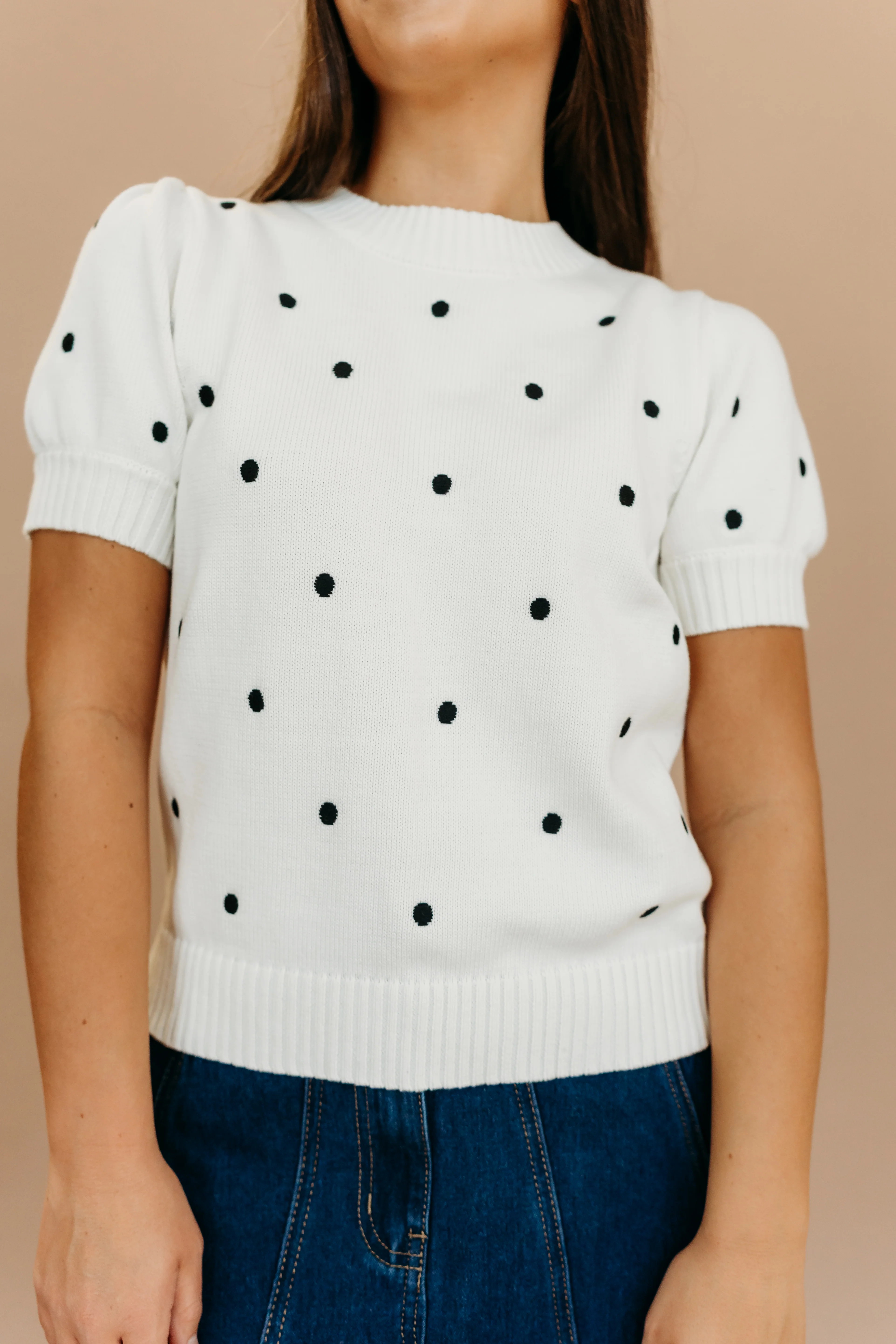 THE PEYTON POLKA DOT SWEATER IN IVORY - Image 6