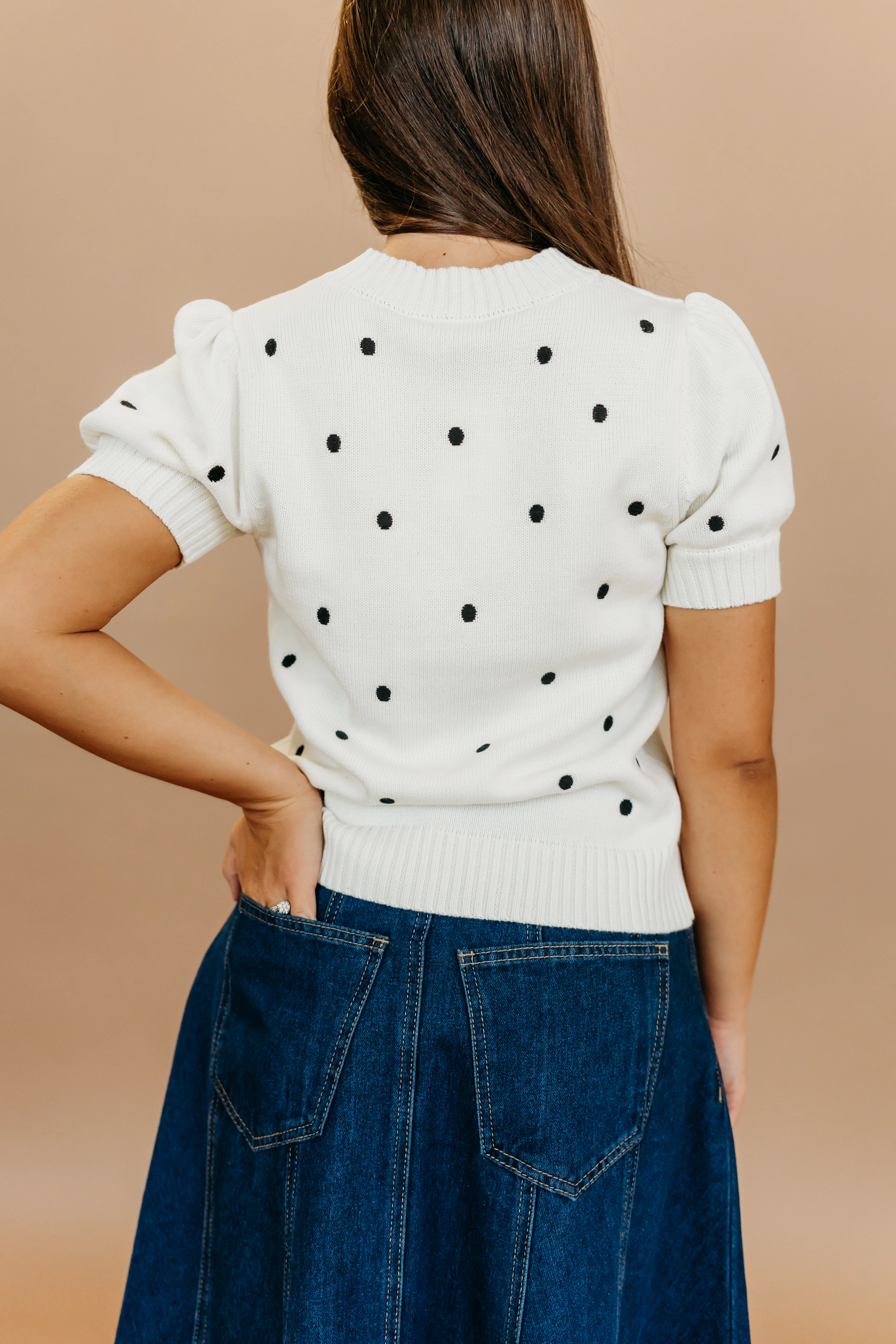 THE PEYTON POLKA DOT SWEATER IN IVORY - Image 7