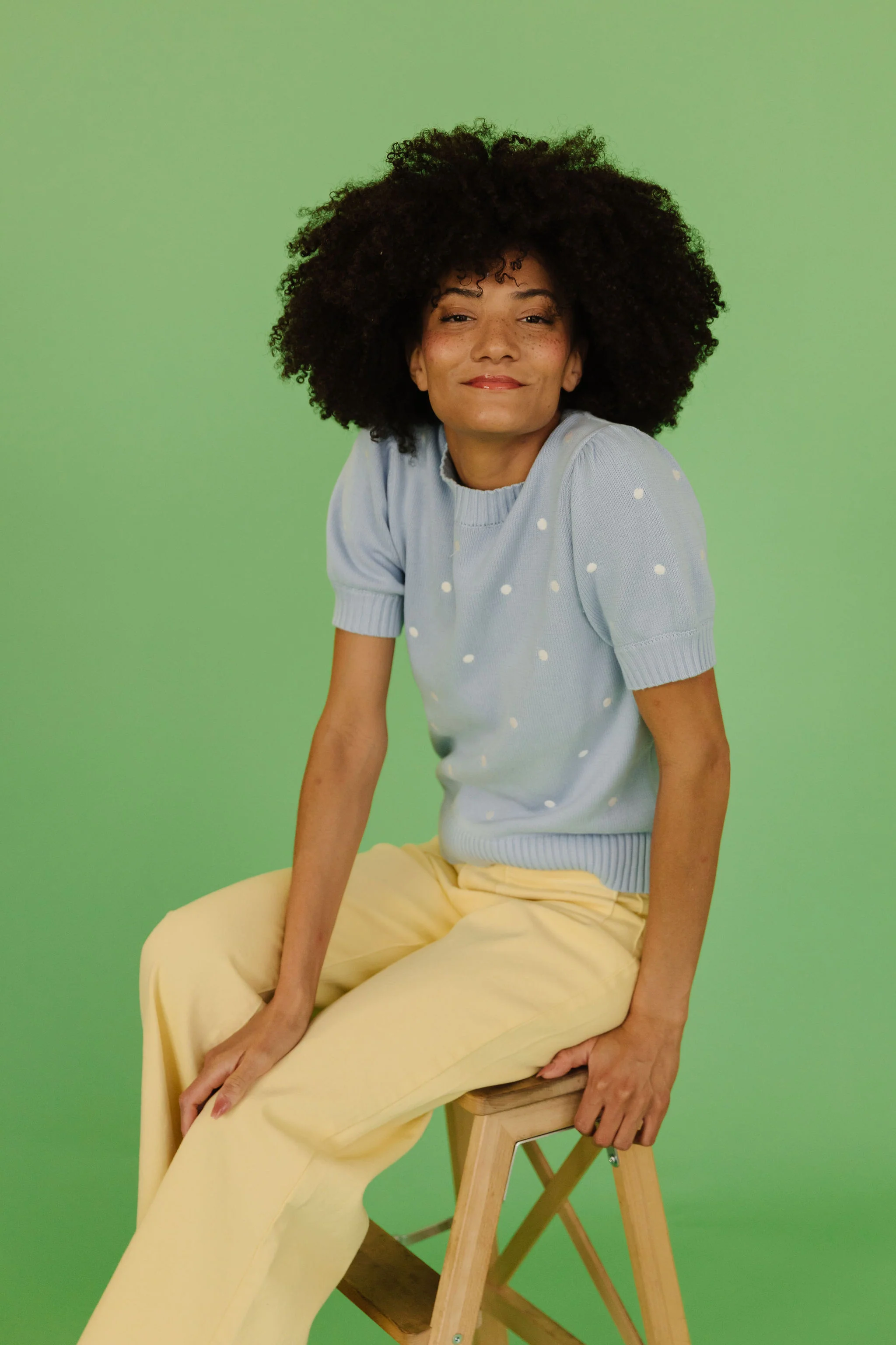 THE PEYTON POLKA DOT SWEATER IN LIGHT BLUE - Image 10