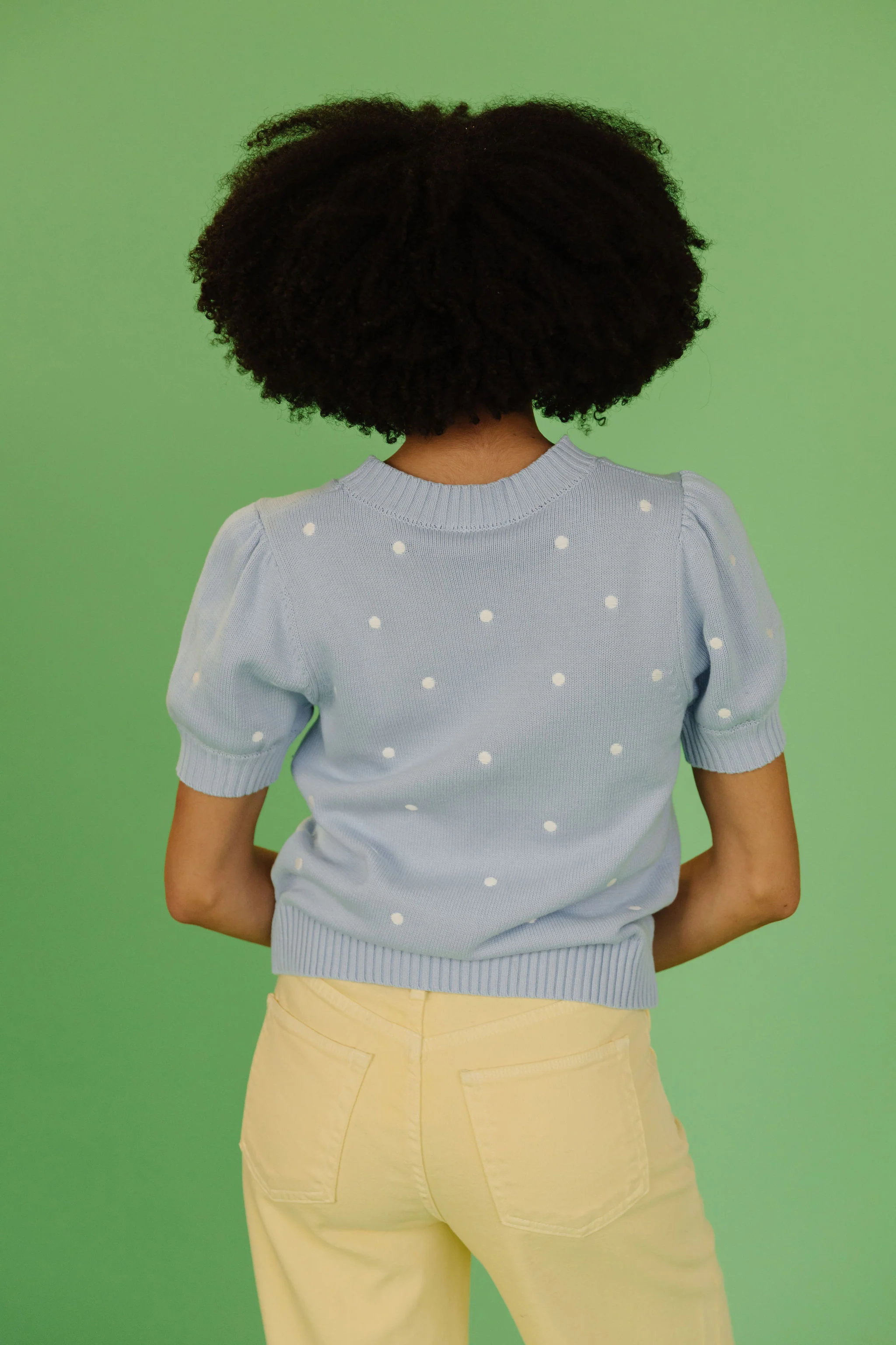 THE PEYTON POLKA DOT SWEATER IN LIGHT BLUE - Image 7