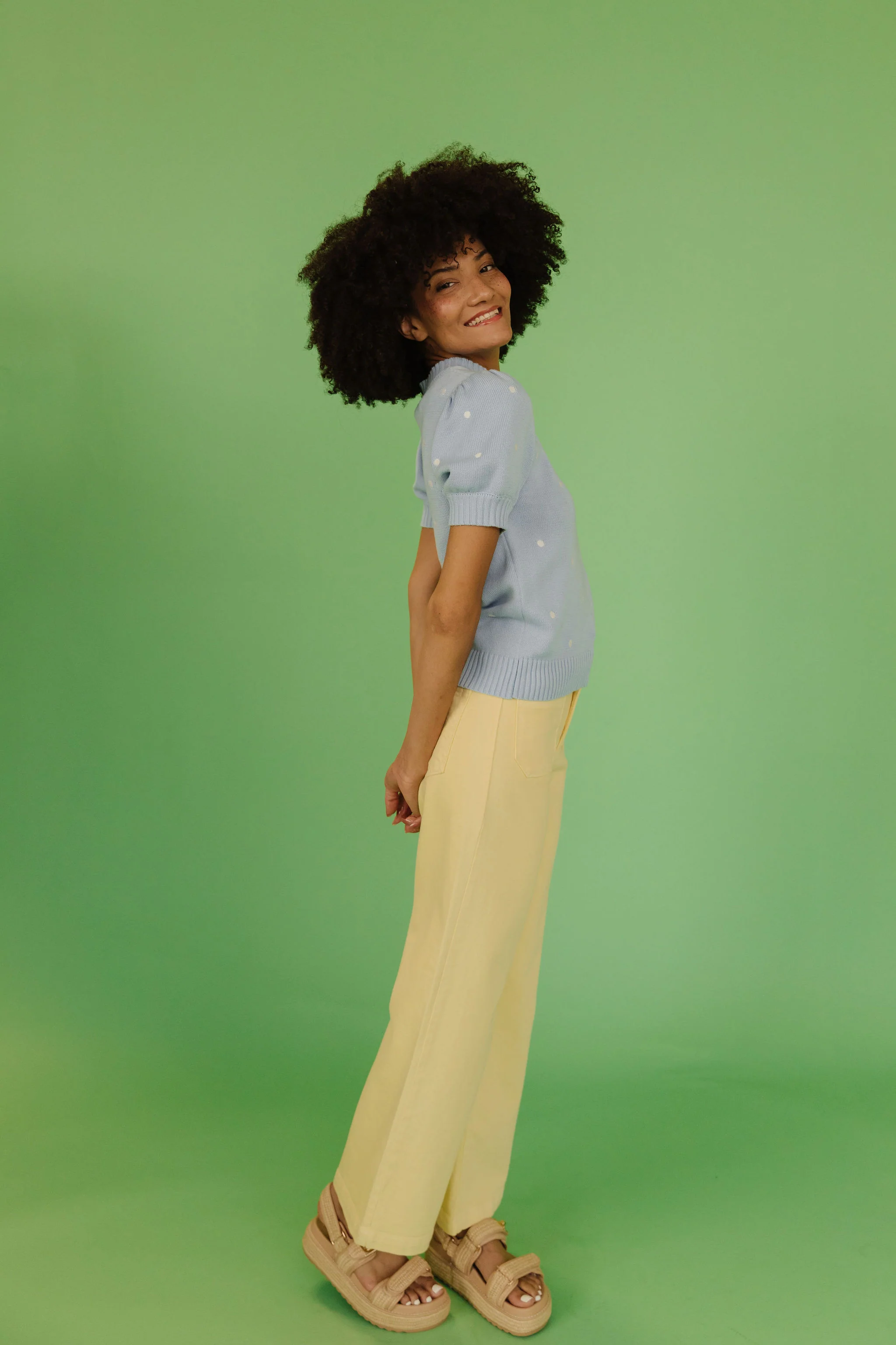THE PEYTON POLKA DOT SWEATER IN LIGHT BLUE - Image 8