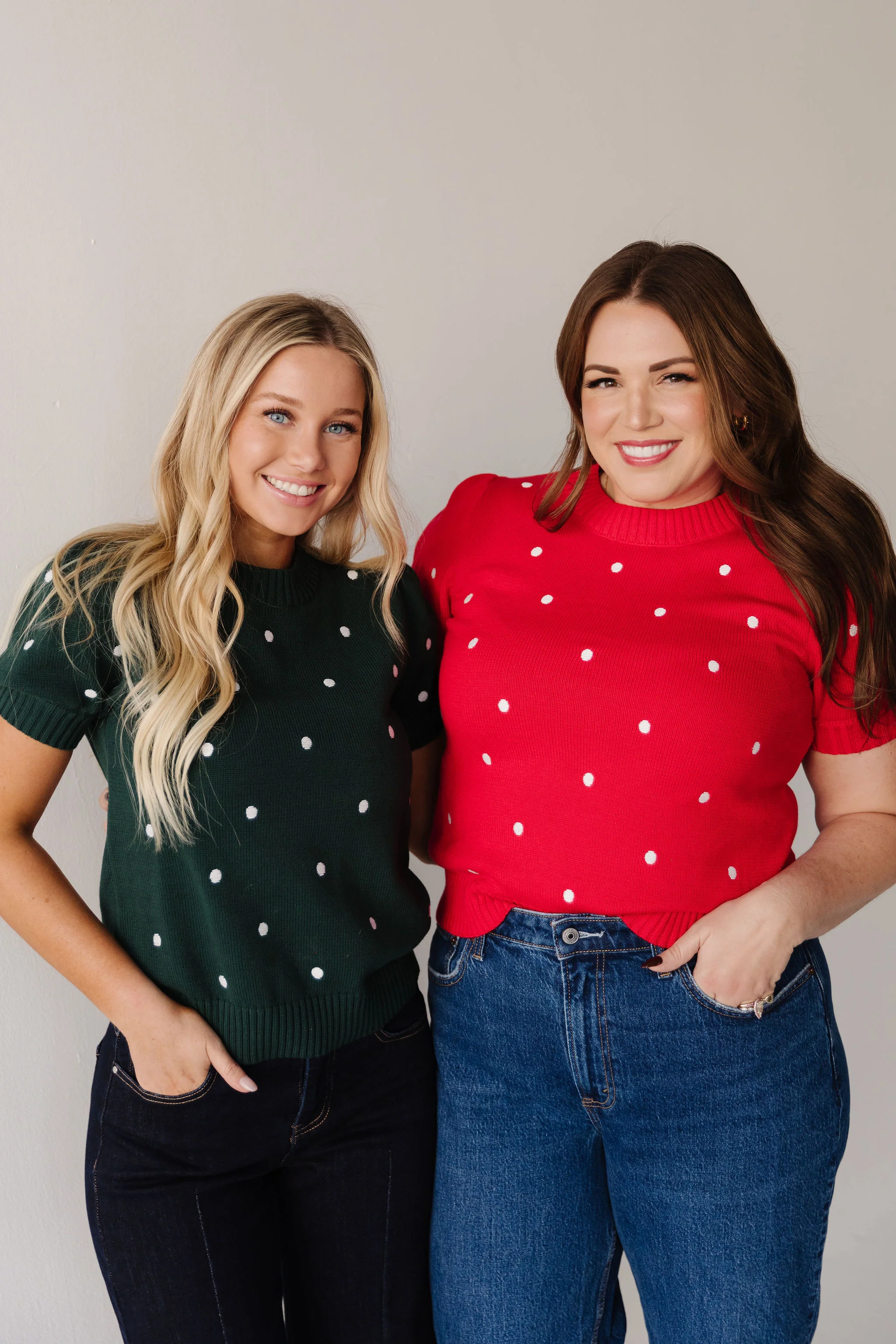 THE PEYTON POLKA DOT SWEATER IN RED - Image 11