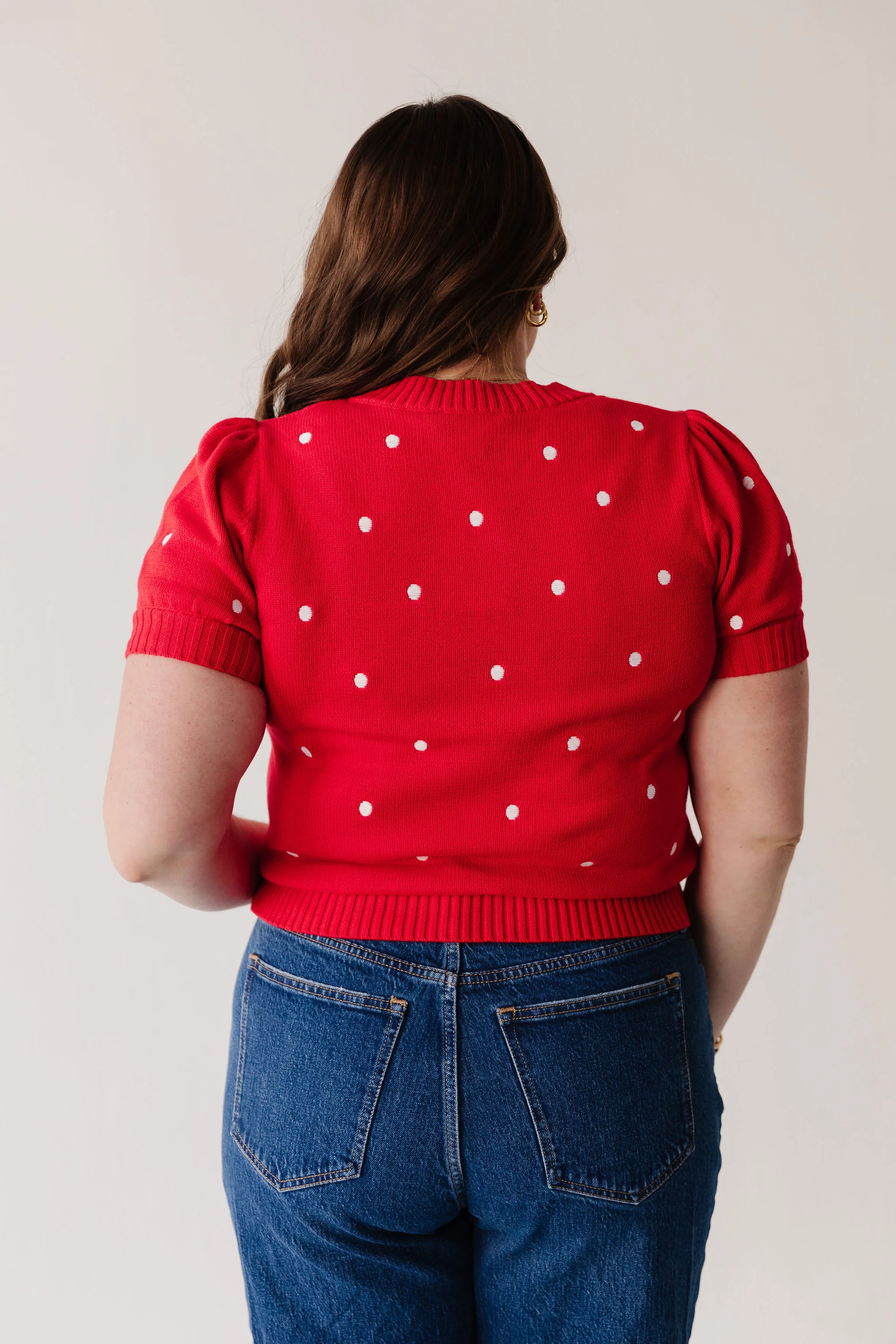 THE PEYTON POLKA DOT SWEATER IN RED - Image 6