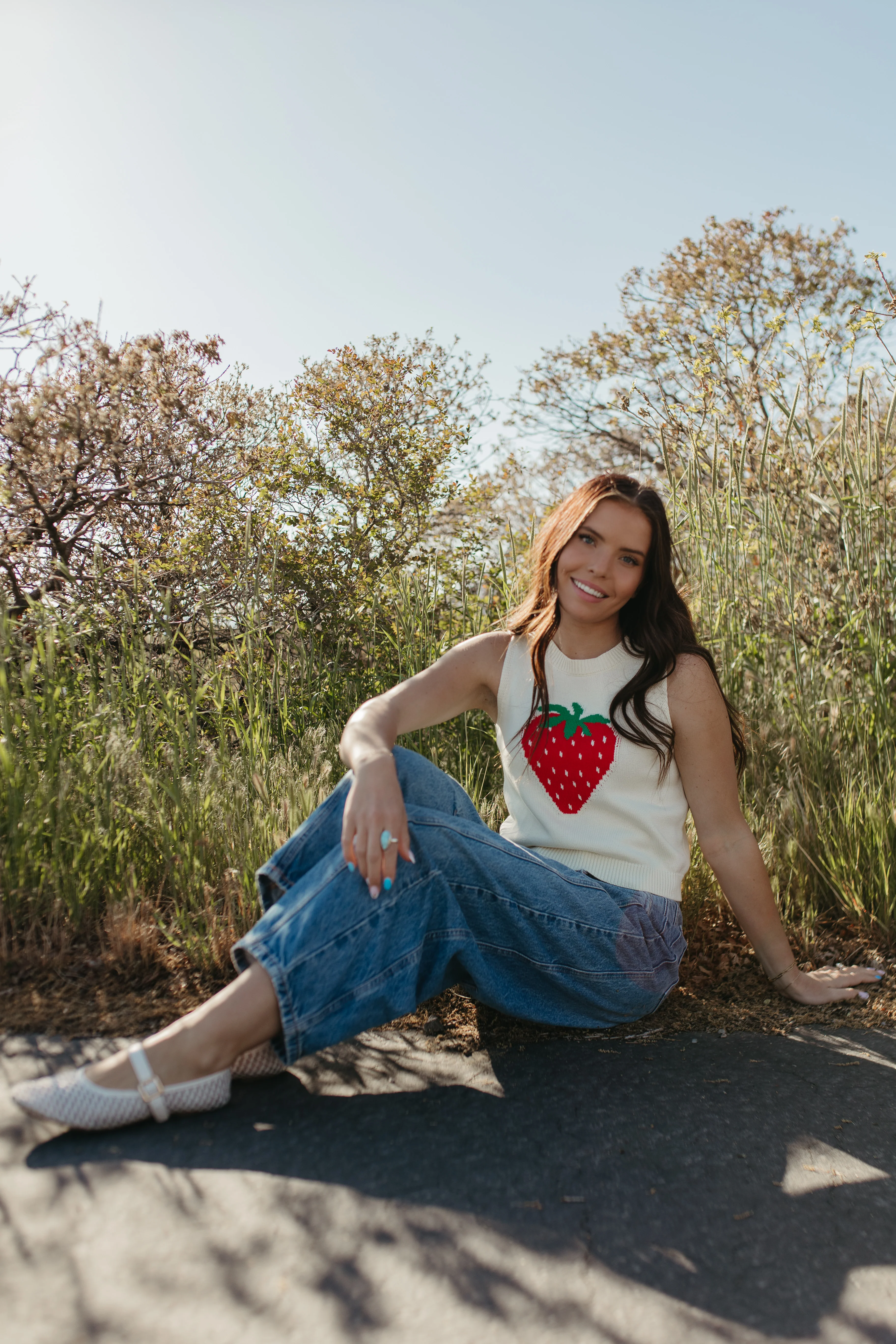 THE PIPER STRAWBERRY KNIT TANK - Image 2