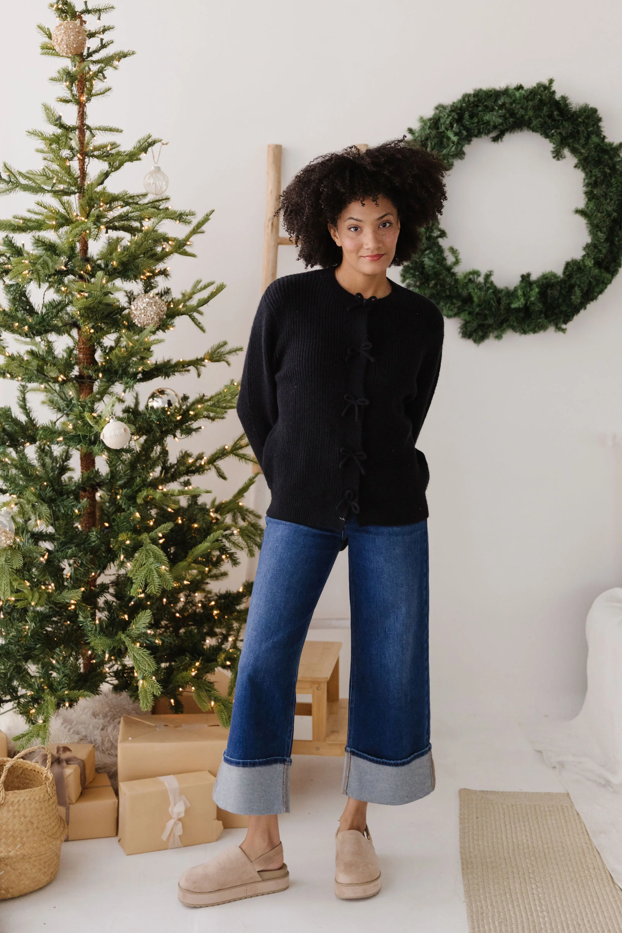 THE PORTIA BOW CARDIGAN IN BLACK - Image 4