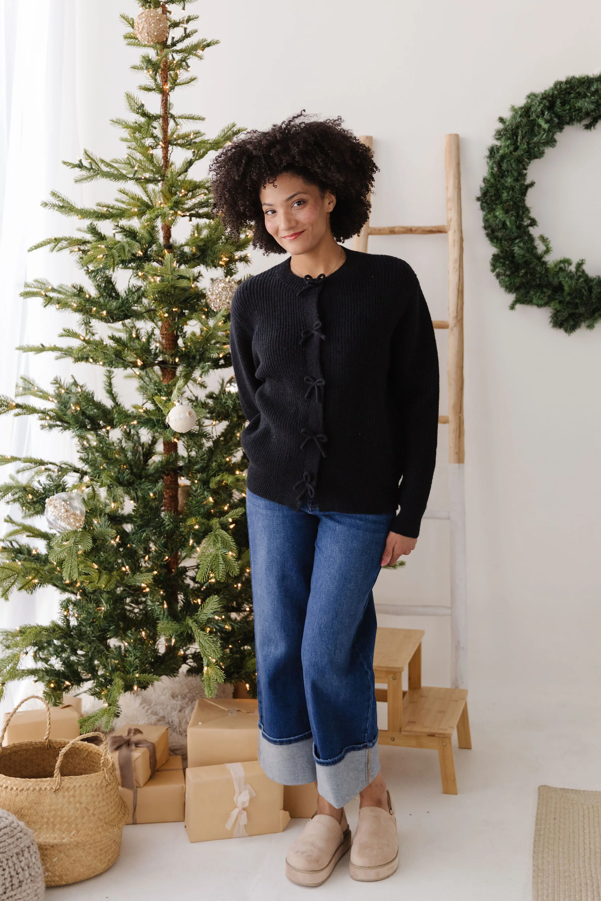 THE PORTIA BOW CARDIGAN IN BLACK - Image 5