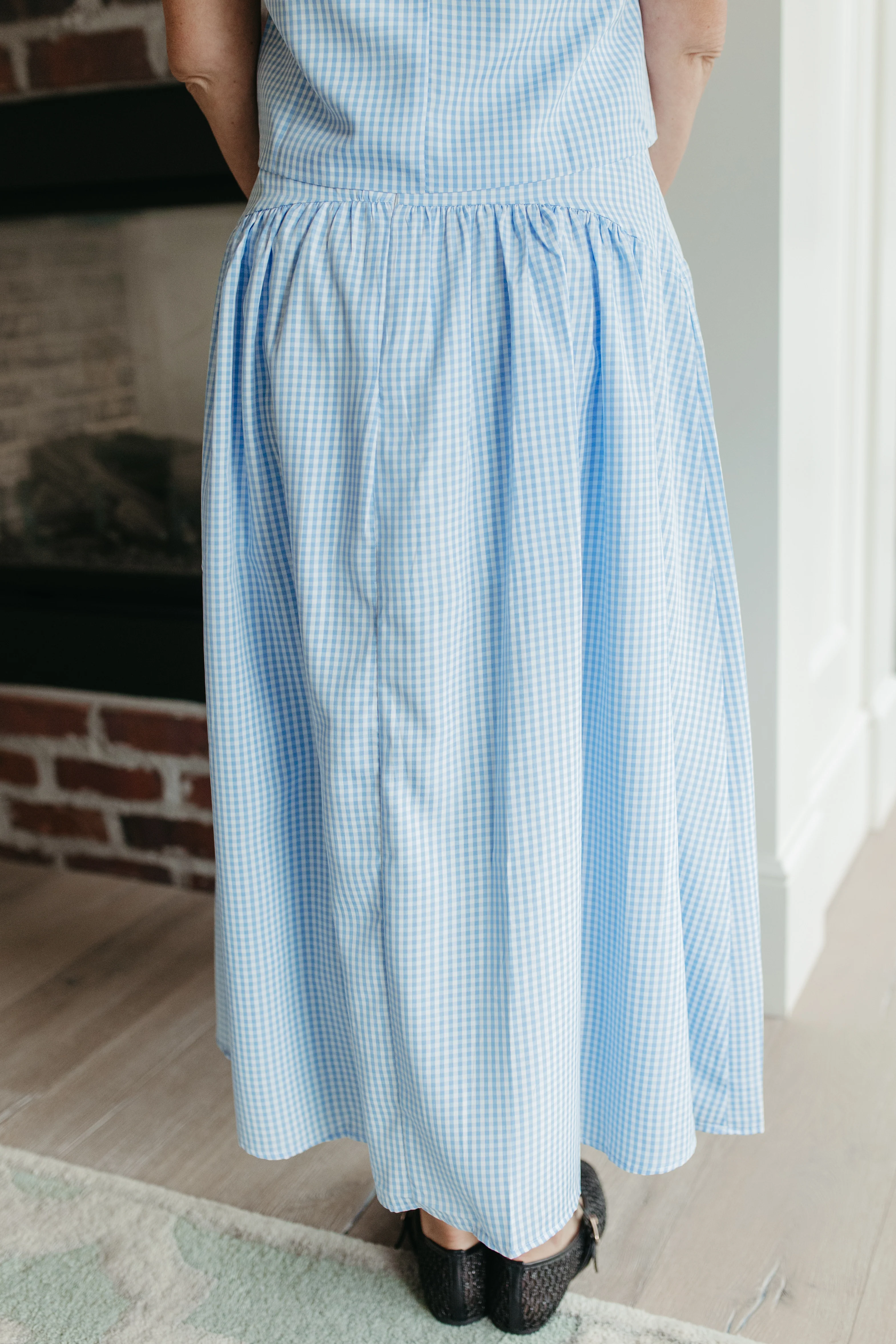 THE PRESLEY GINGHAM MAXI SKIRT IN OCEAN BLUE - Image 5