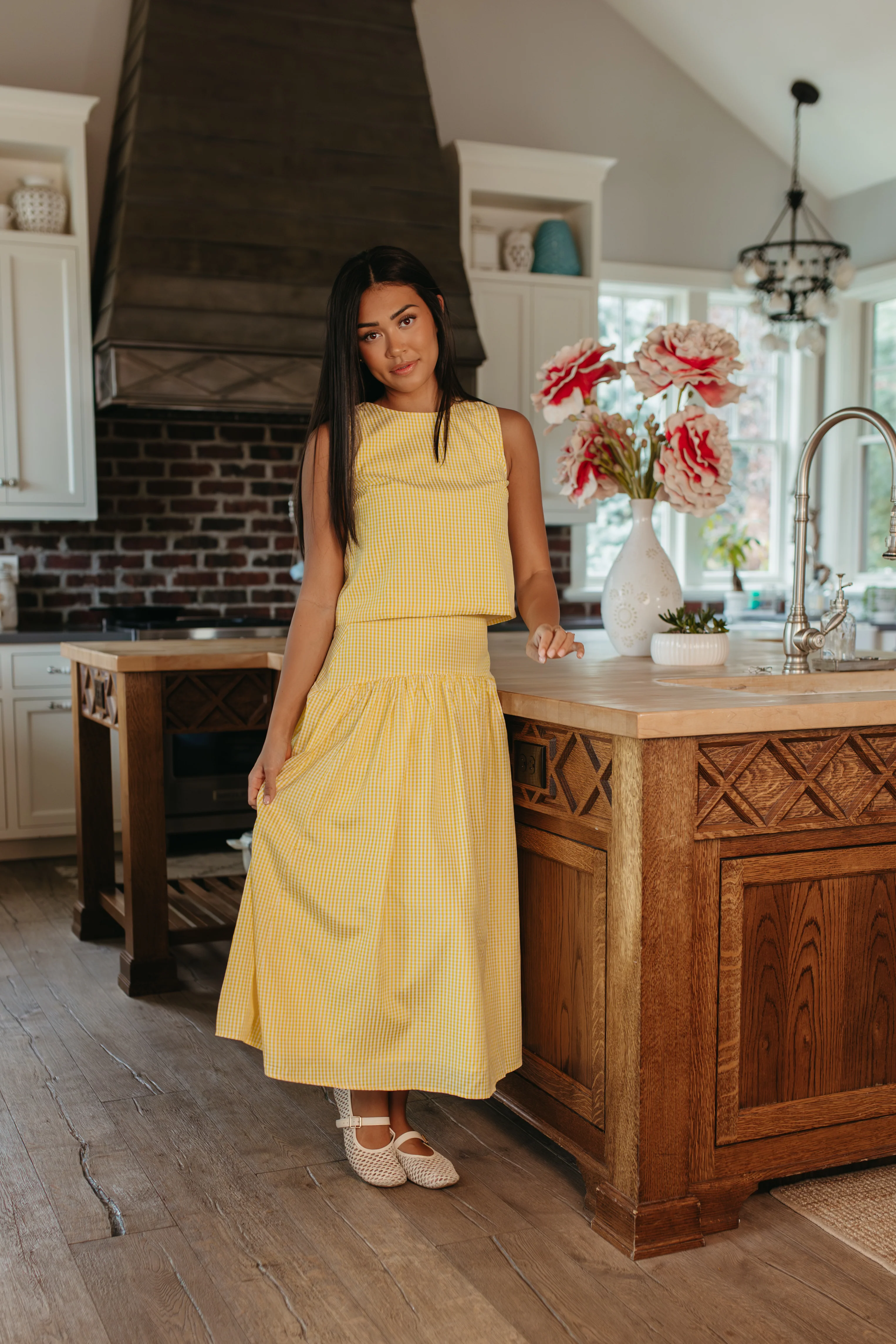 THE PRESLEY GINGHAM TOP IN LEMON - Image 2