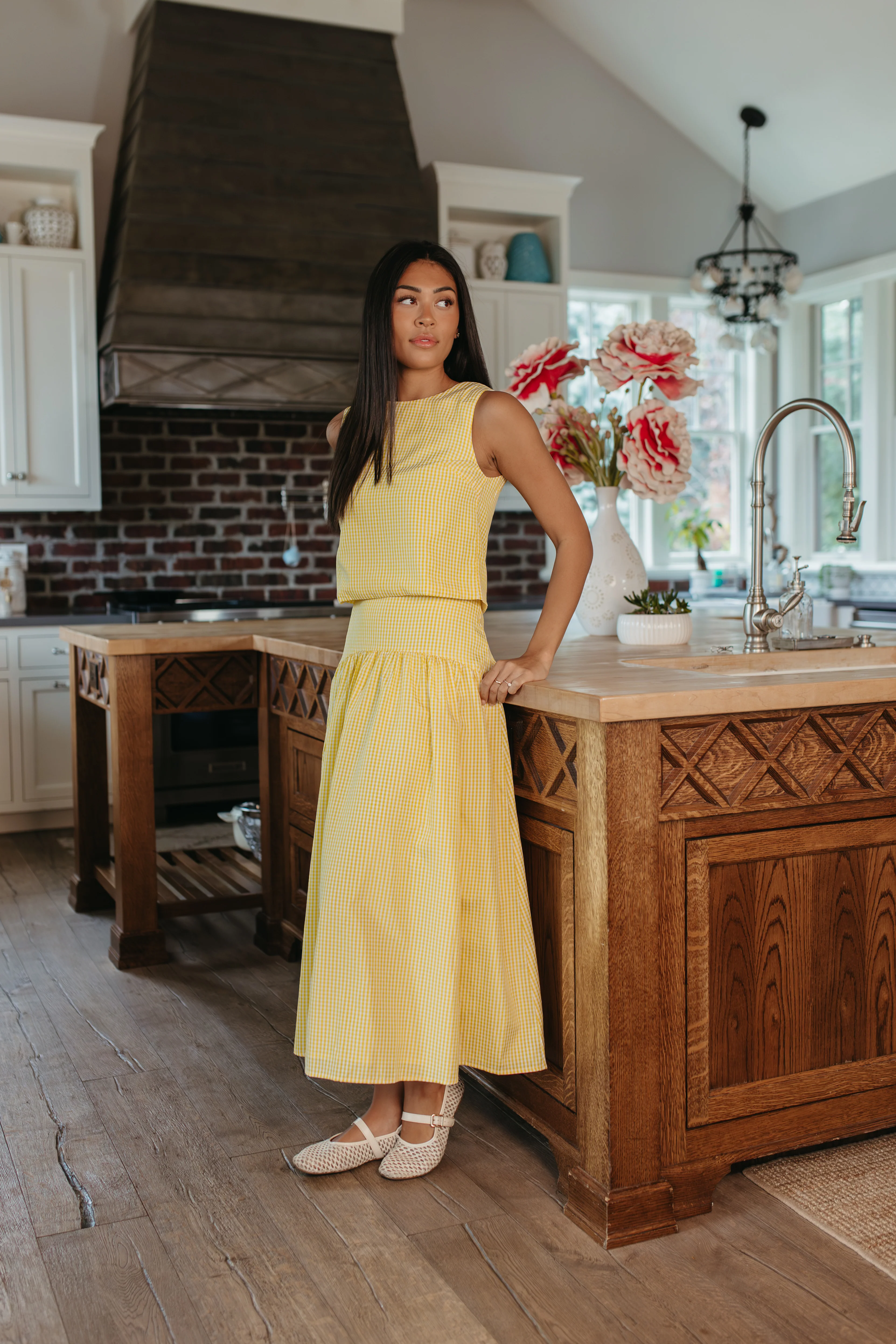 THE PRESLEY GINGHAM TOP IN LEMON - Image 5