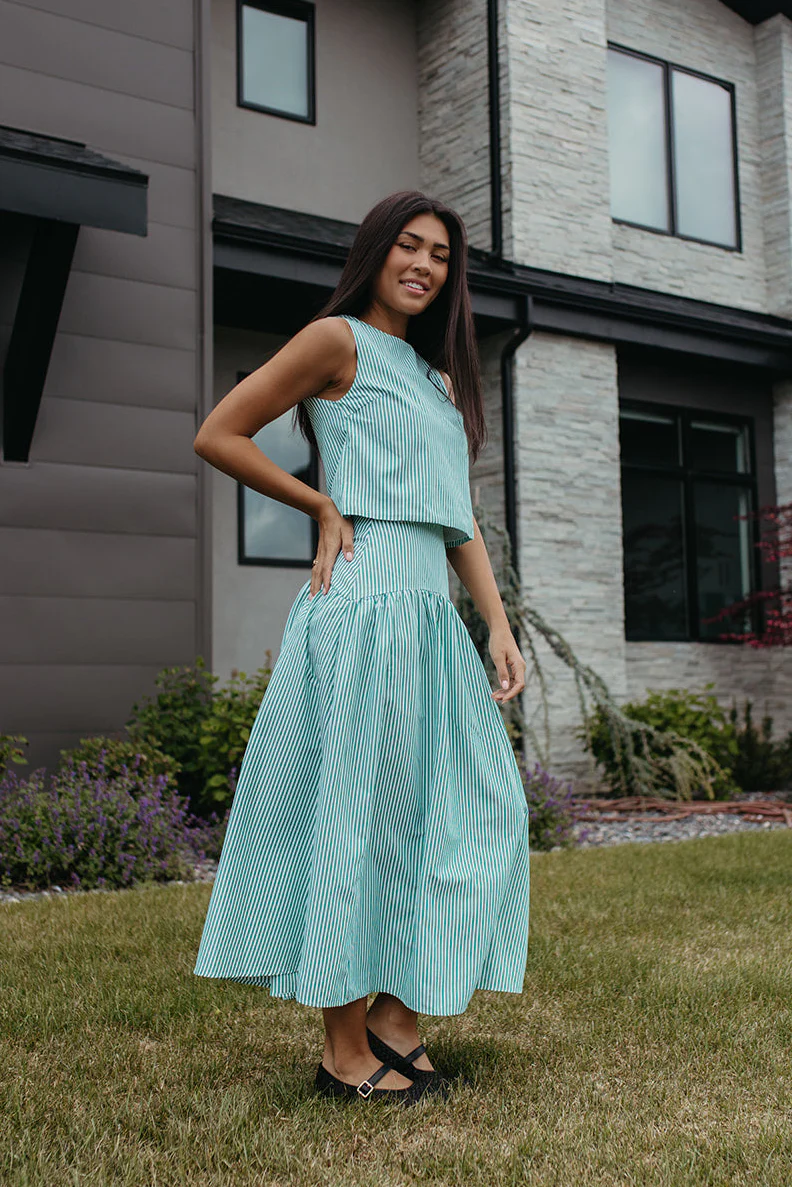 THE PRESLEY STRIPE TOP IN GREEN - Image 3