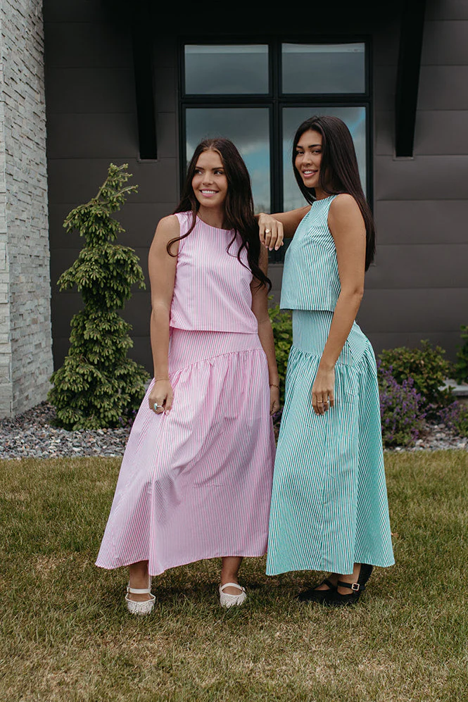 THE PRESLEY STRIPE MAXI SKIRT IN PINK - Image 6