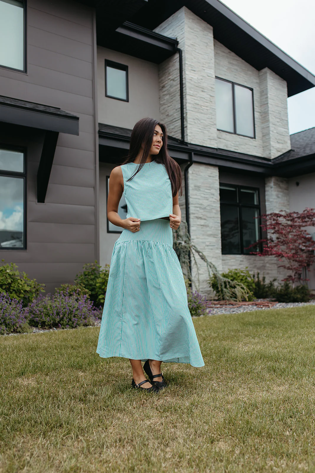 THE PRESLEY STRIPE TOP IN GREEN - Image 4
