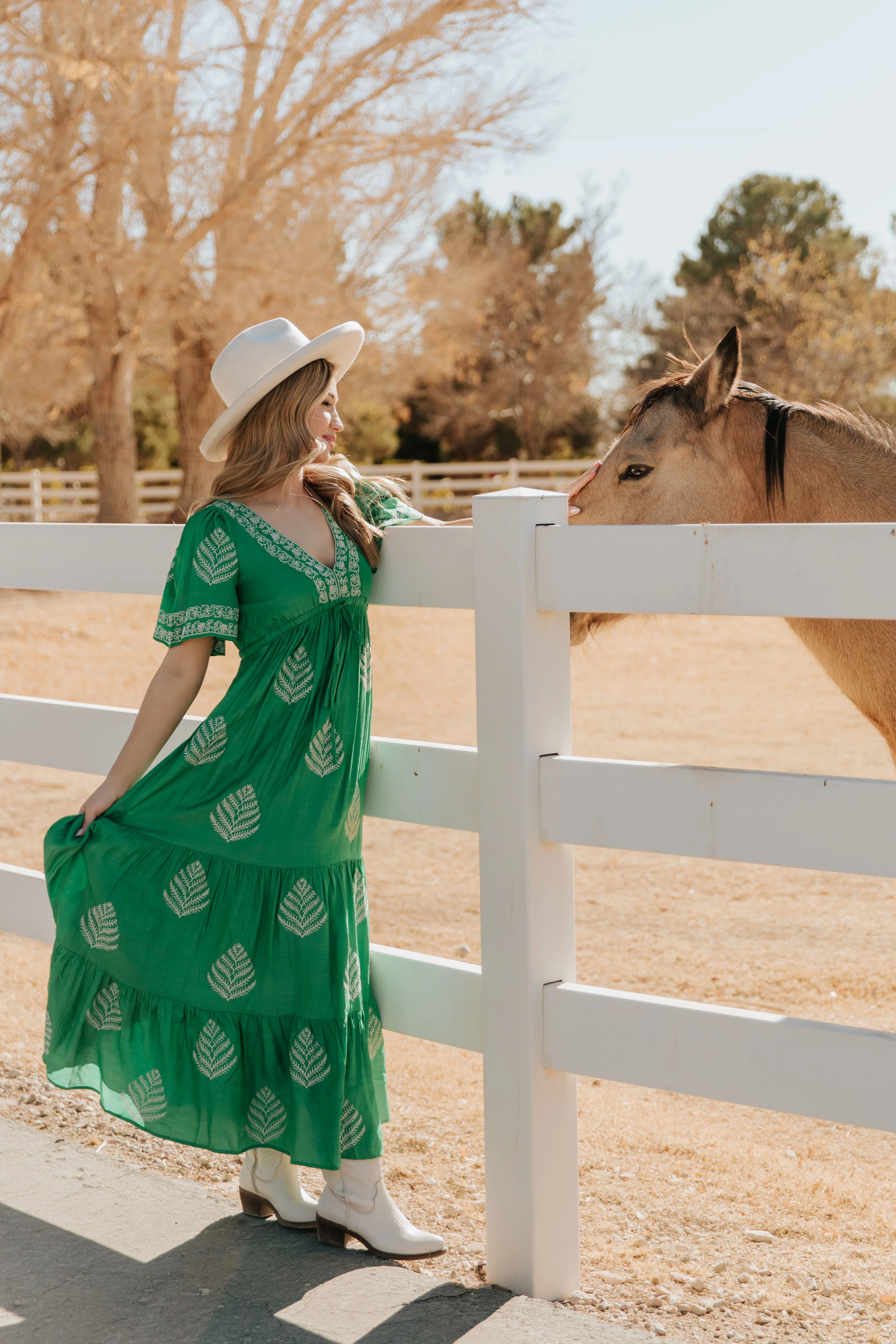 THE RAYLEIGH EMBROIDERED MAXI DRESS IN SPRING GREEN - Image 4
