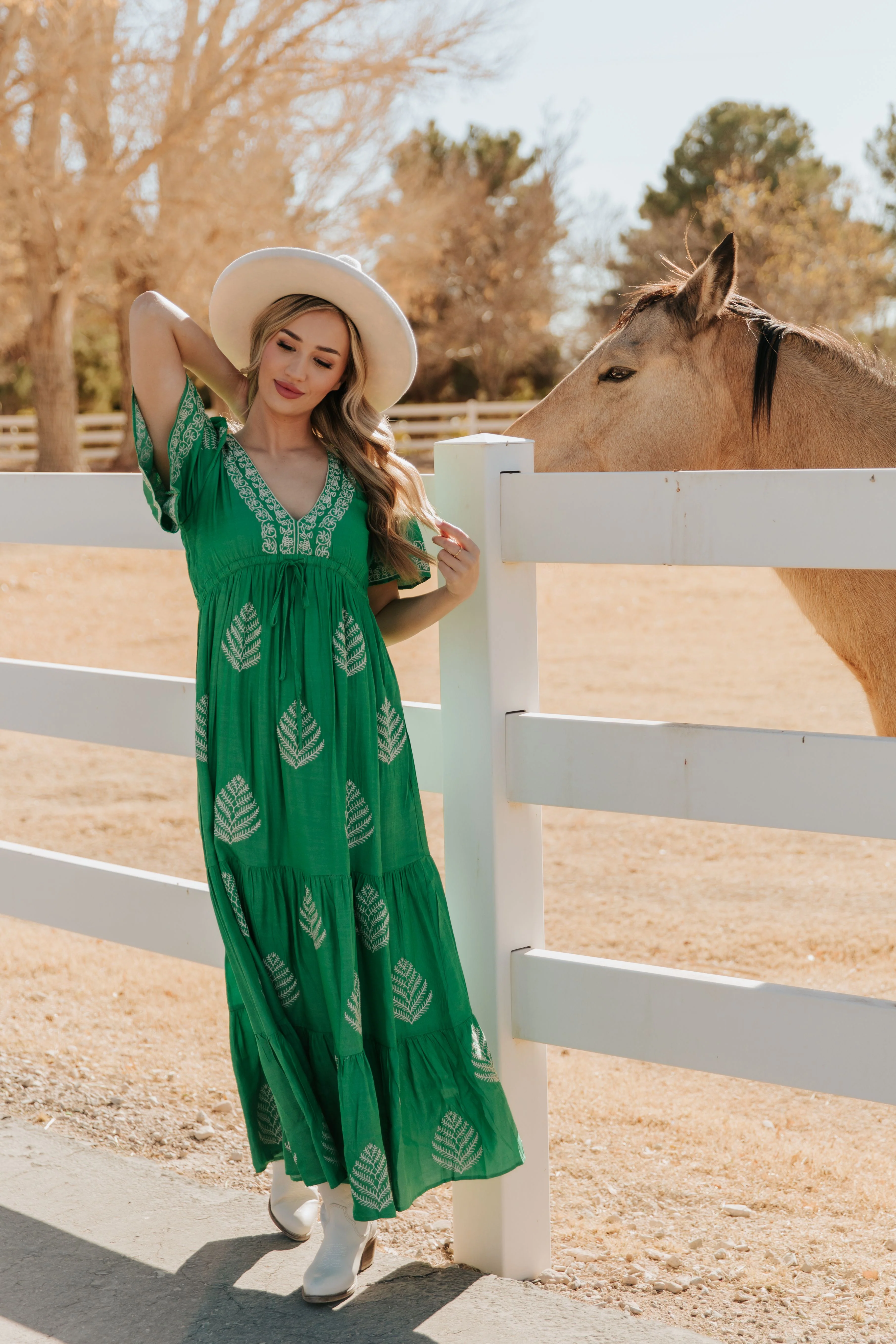 THE RAYLEIGH EMBROIDERED MAXI DRESS IN SPRING GREEN - Image 6