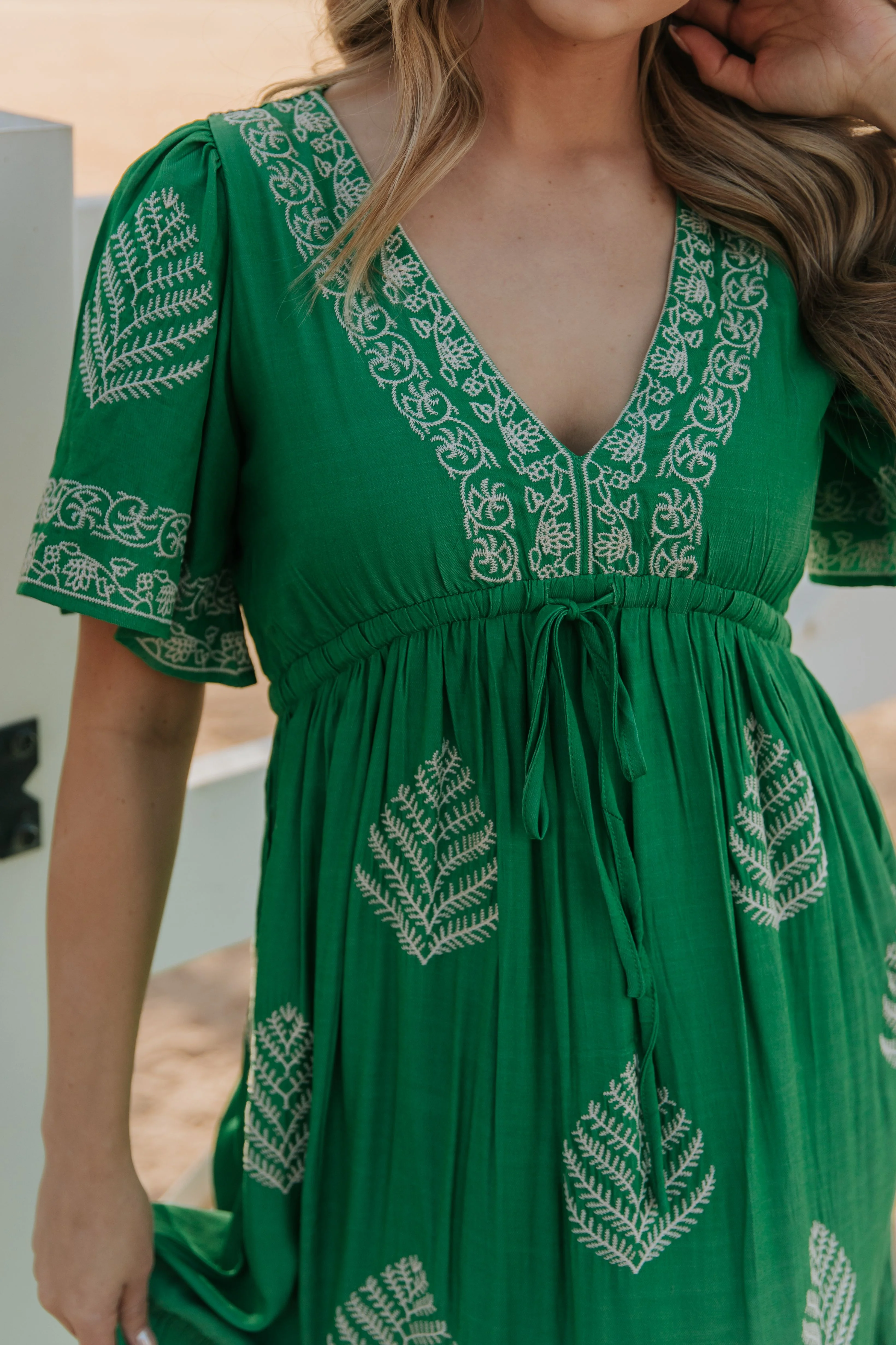 THE RAYLEIGH EMBROIDERED MAXI DRESS IN SPRING GREEN - Image 7