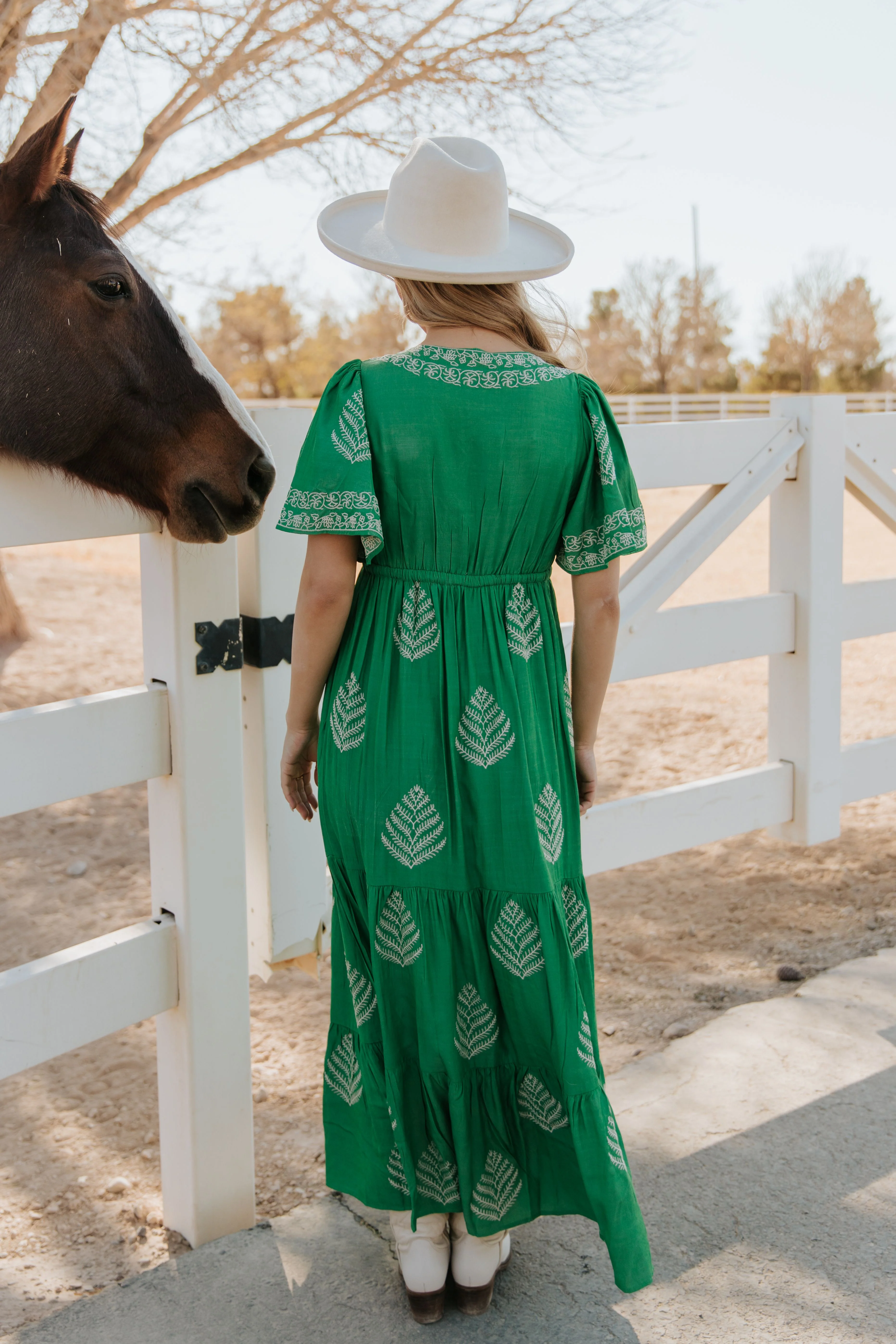 THE RAYLEIGH EMBROIDERED MAXI DRESS IN SPRING GREEN - Image 9