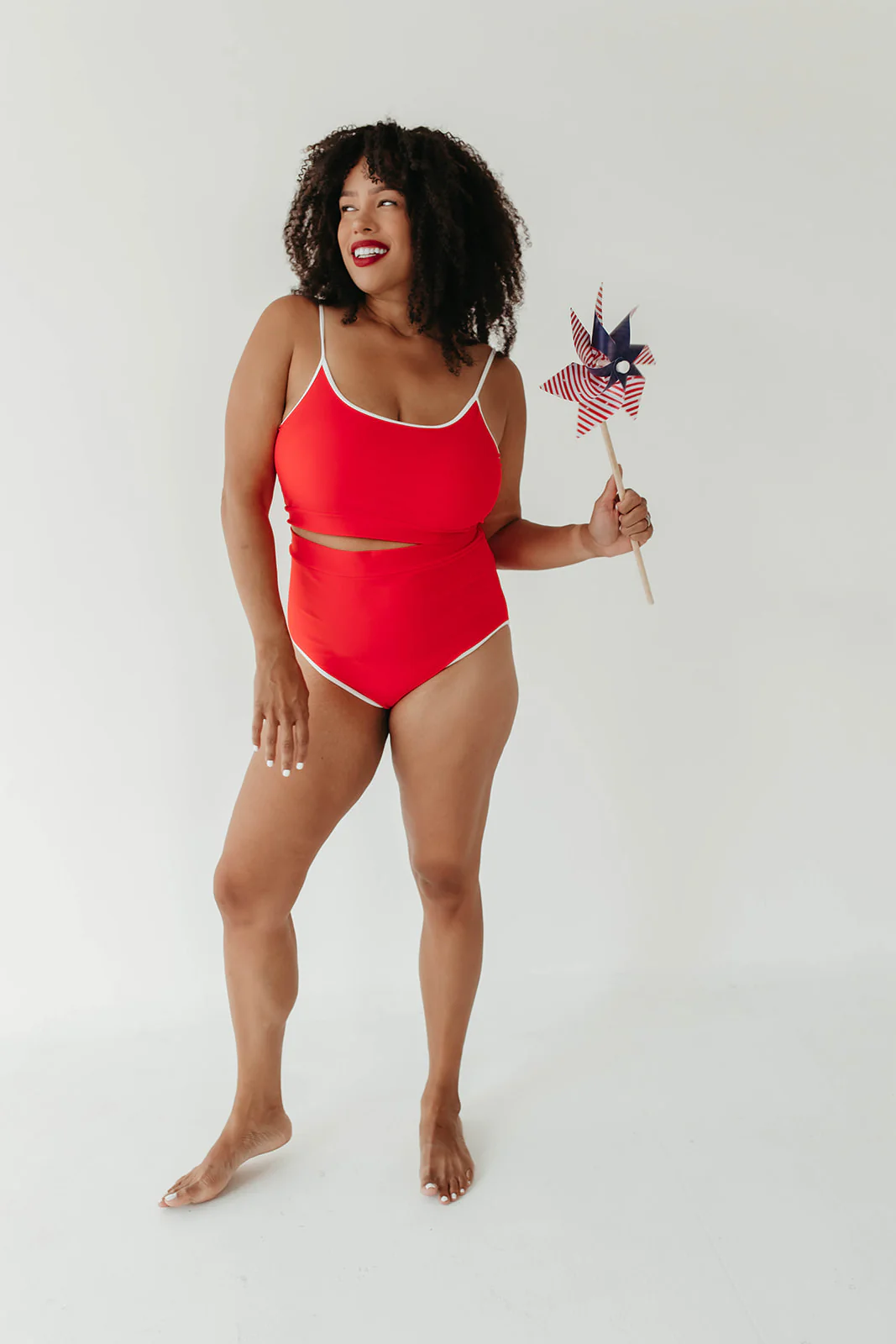 THE RED ROCK TWO PIECE IN RED AND WHITE TRIM BY SARAH TRIPP X PINK DESERT - Image 4