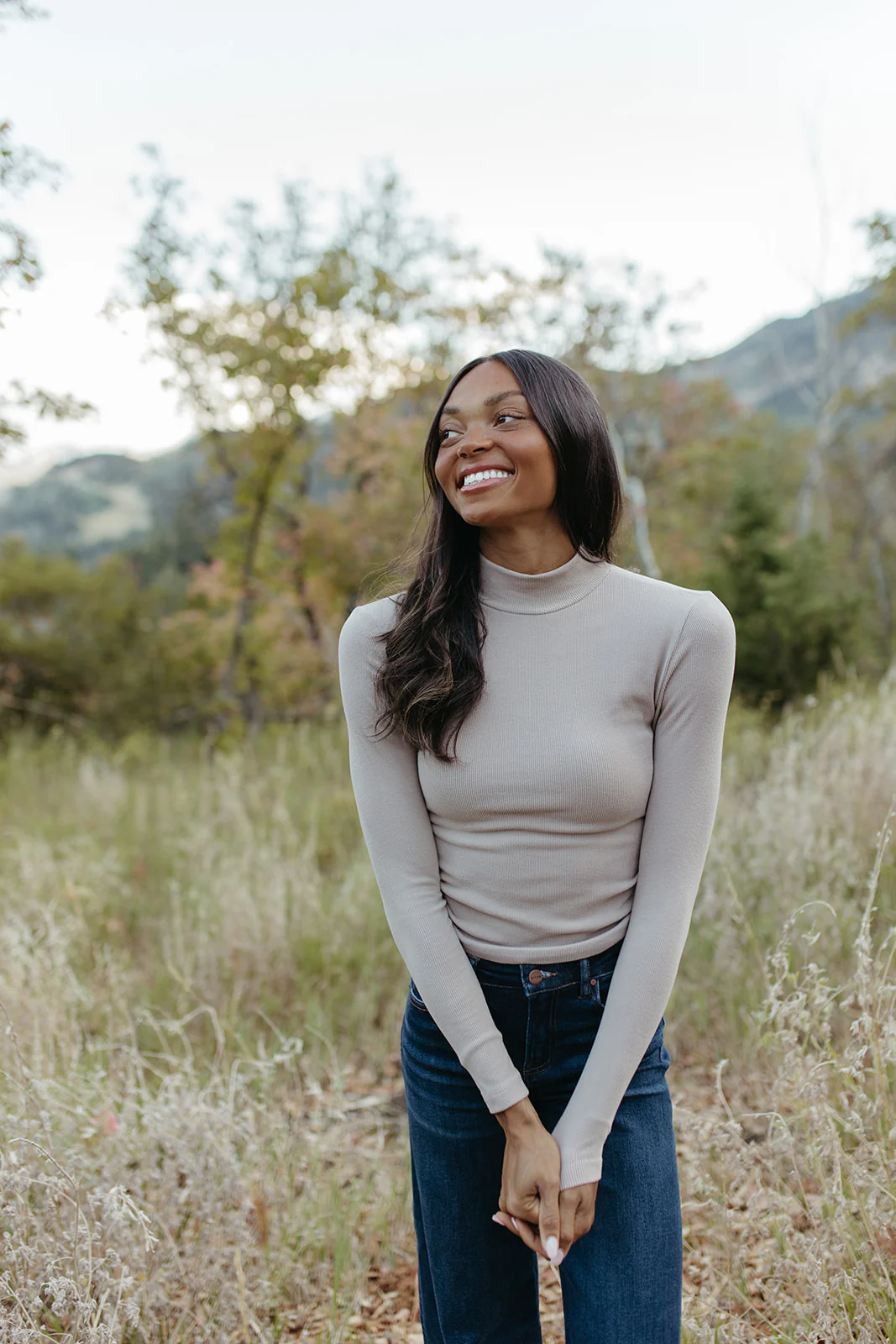 THE RICKIE RUCHED TURTLE NECK IN TAUPE - Image 2