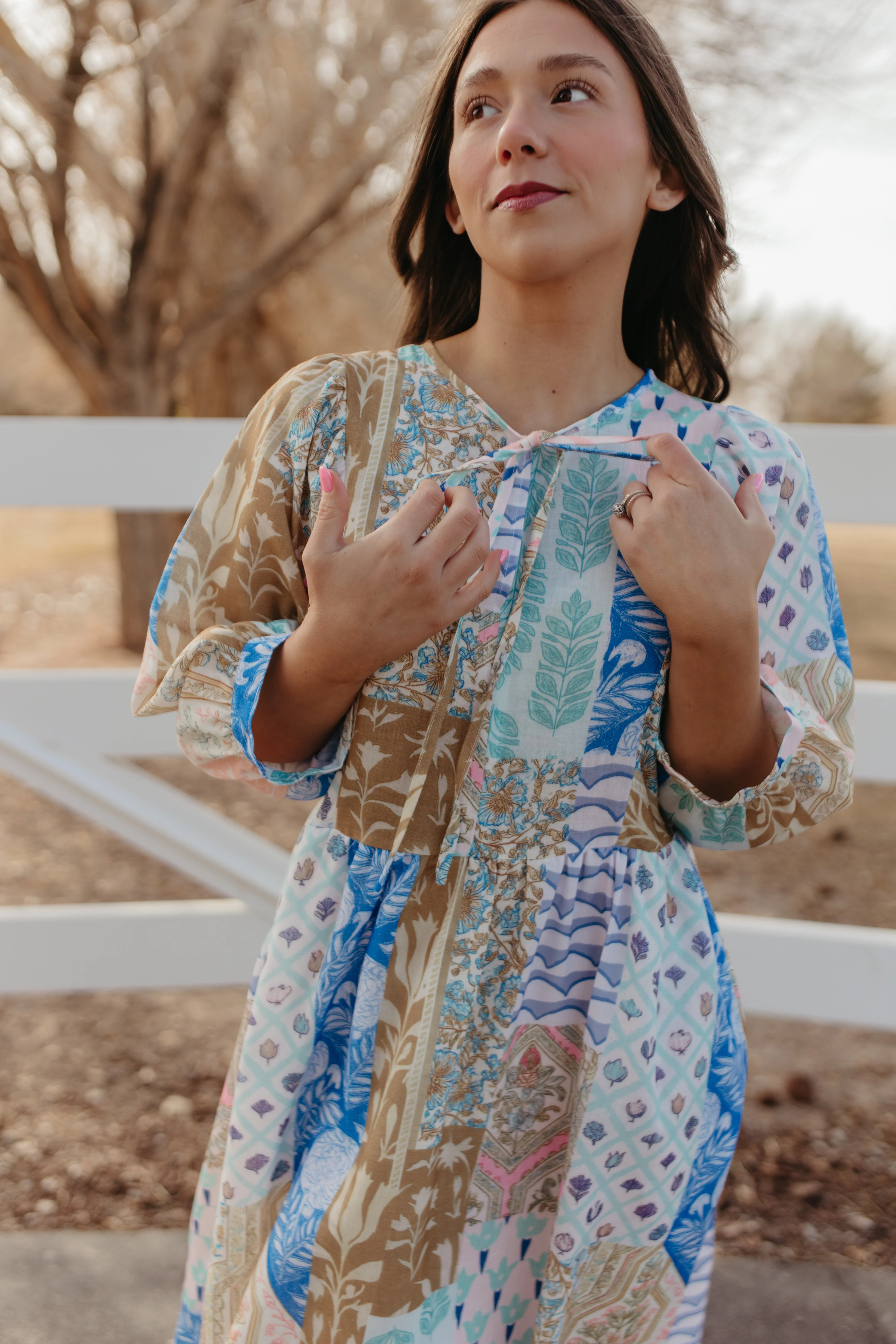 THE SALENA MULTI PRINT MAXI DRESS IN BLUE - Image 2