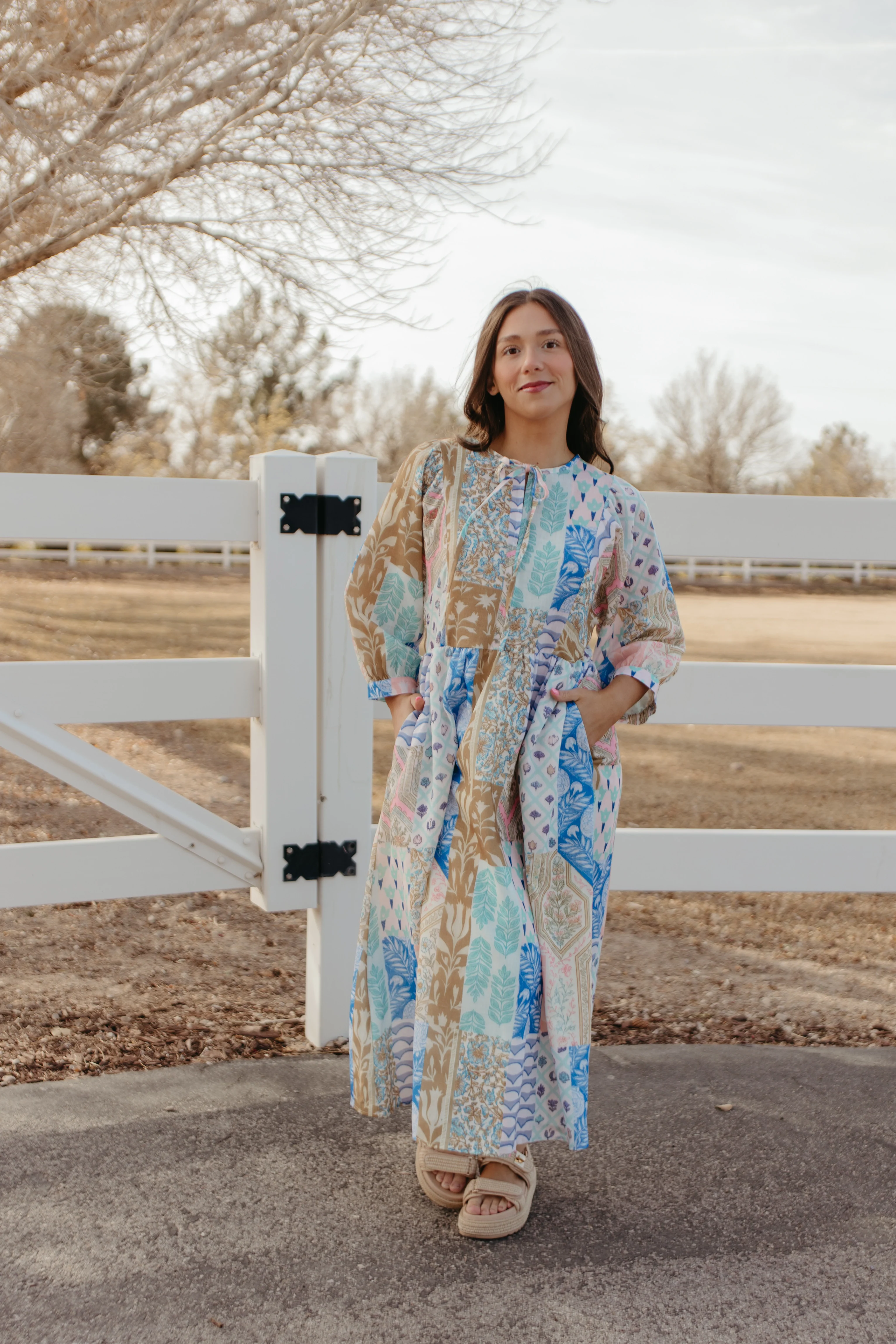 THE SALENA MULTI PRINT MAXI DRESS IN BLUE - Image 5