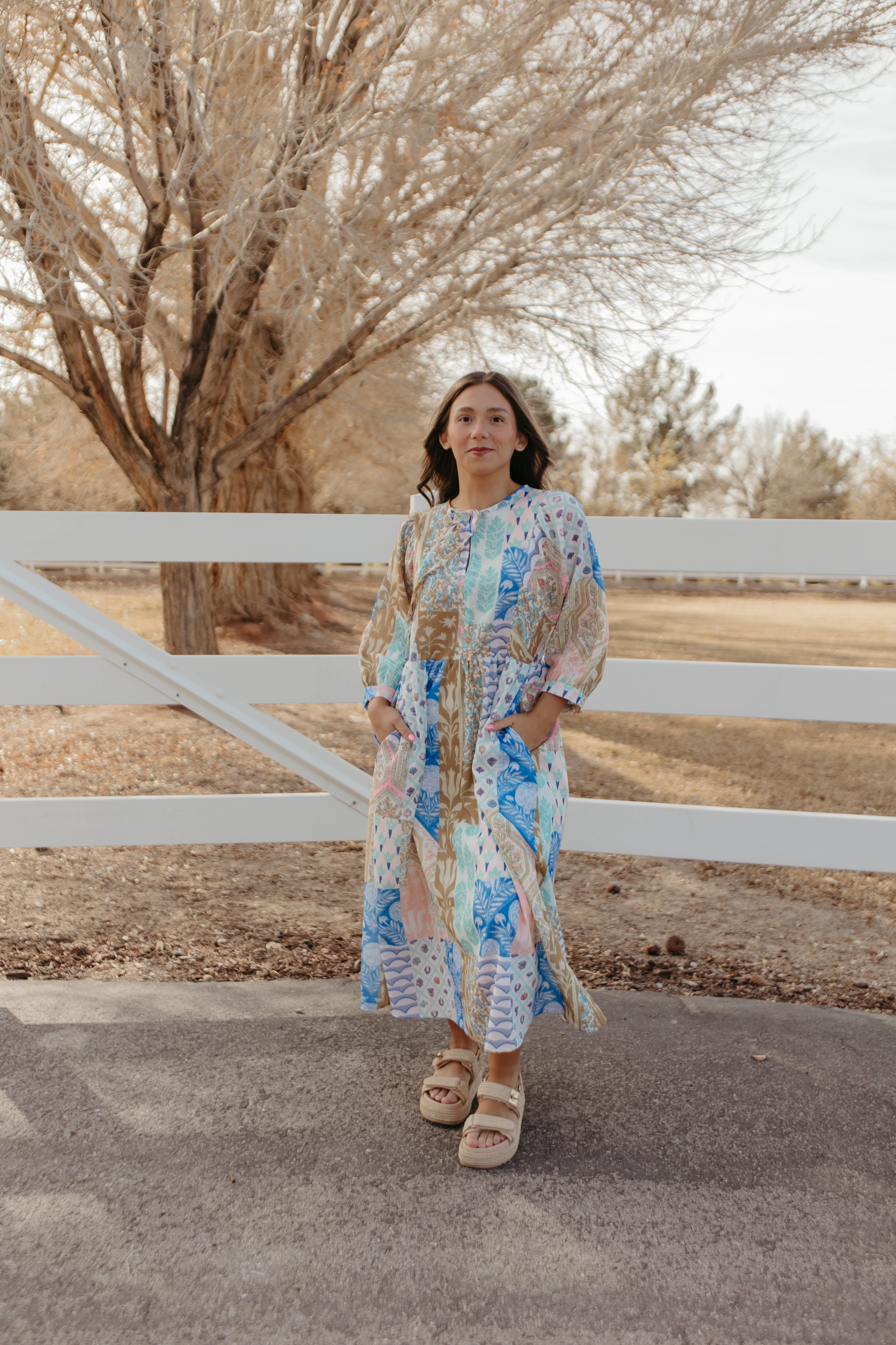 THE SALENA MULTI PRINT MAXI DRESS IN BLUE - Image 6