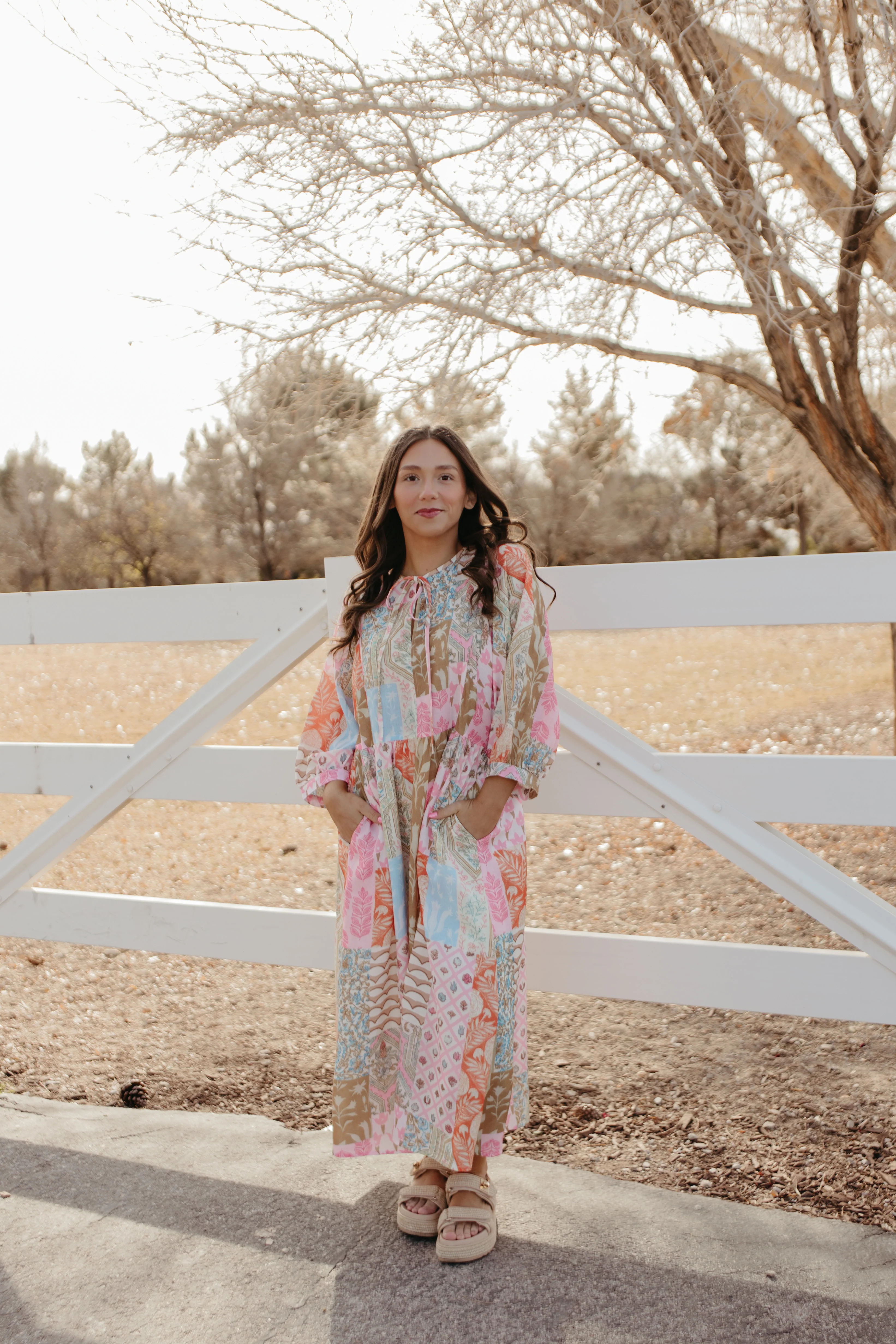 THE SALENA MULTI PRINT MAXI DRESS IN PINK - Image 4