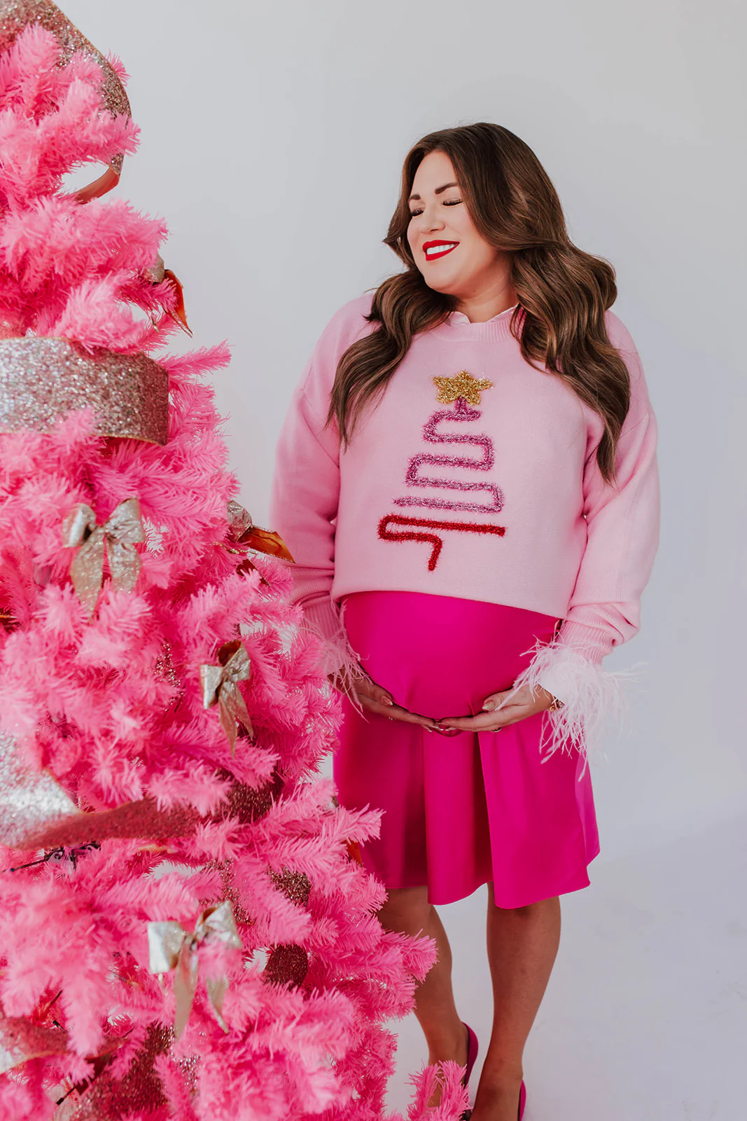 THE SATIN MIDI SKIRT IN BARBIE PINK PLUS SIZE - Image 4