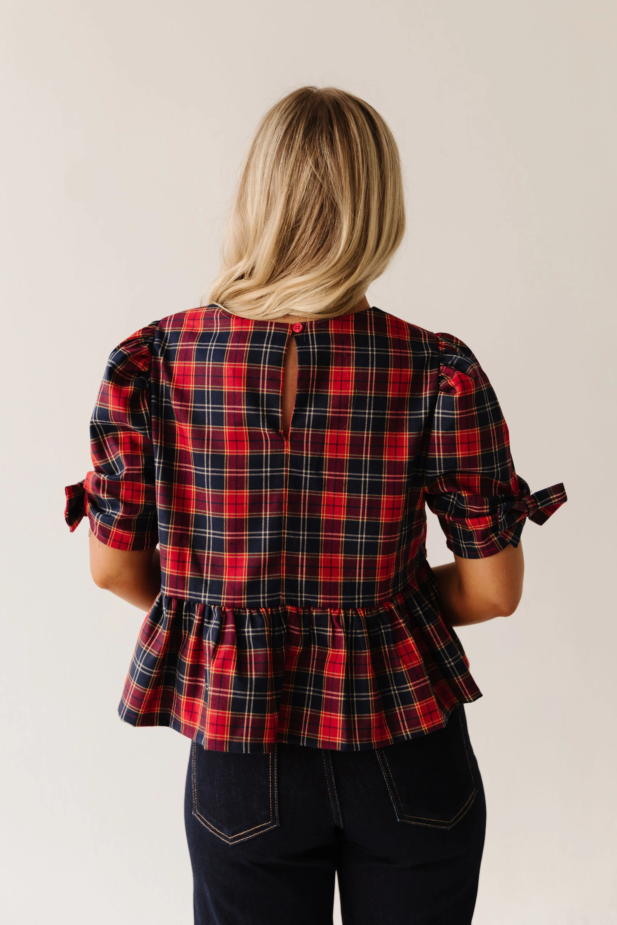 THE SIERRA HOLIDAY BLOUSE IN RED PLAID - Image 7