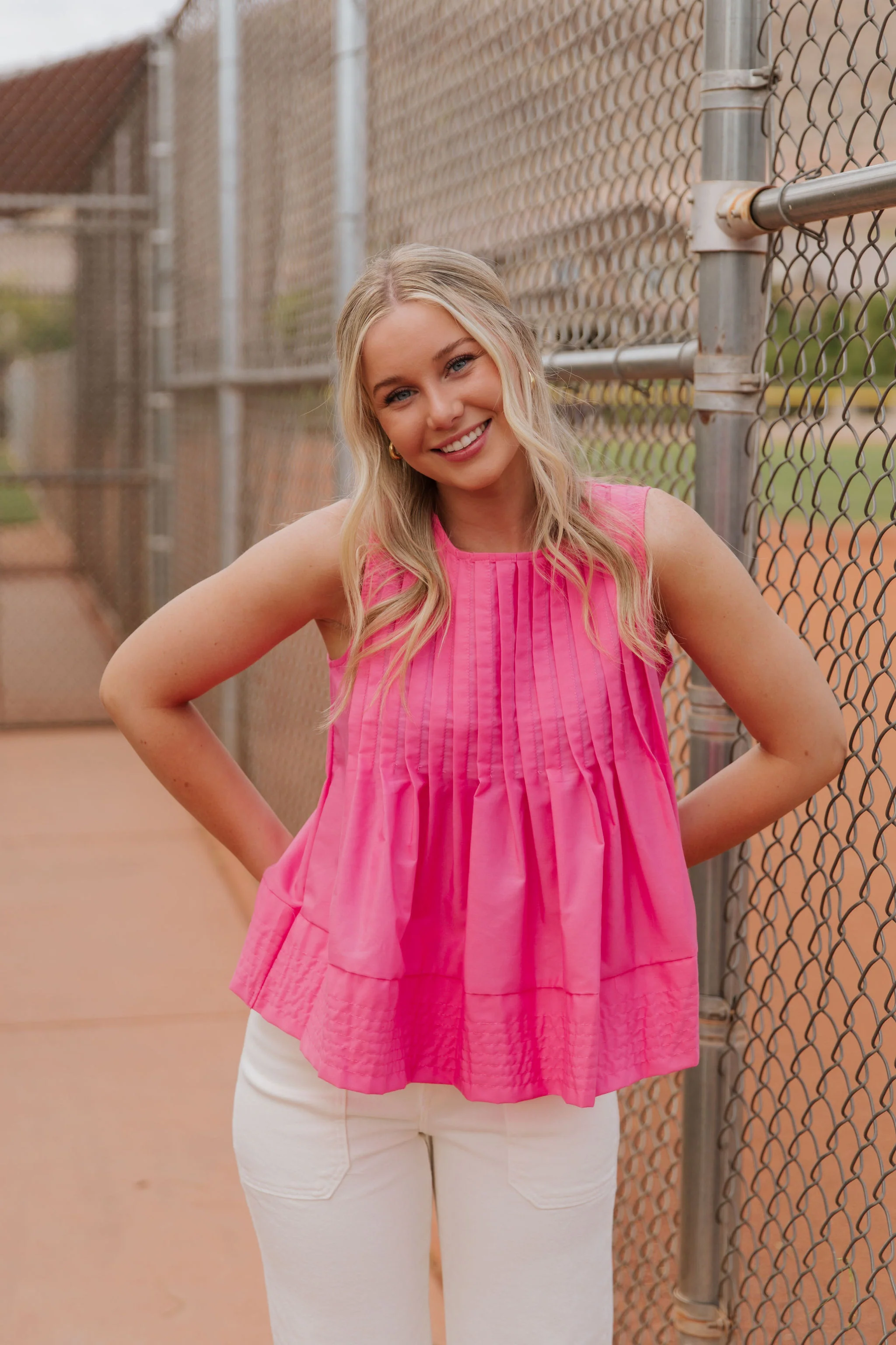 THE SKIPPER SLEEVELESS BLOUSE IN PINK