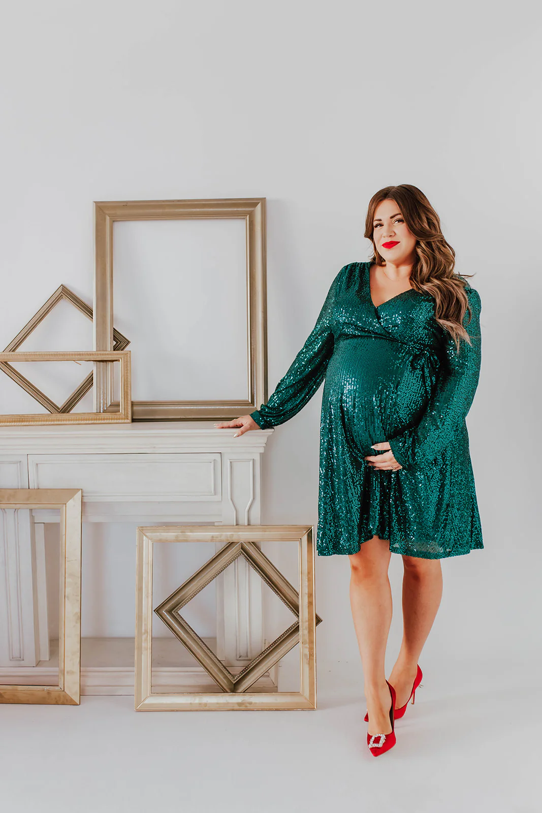 THE SPARKLY SEQUIN WRAP DRESS IN HUNTER GREEN BY SARAH TRIPP X PINK DESERT - Image 29