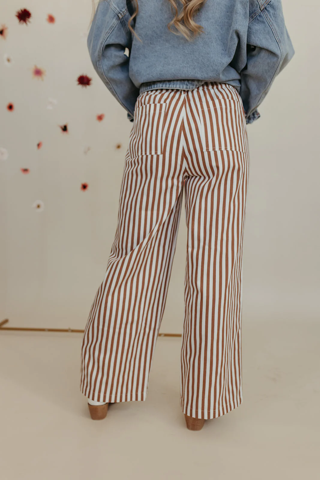 THE STACEY STRIPED WIDE LEG PANTS IN IVORY - Image 8