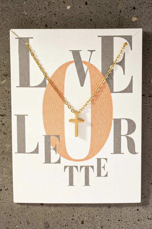 THE STAINLESS STEEL CROSS NECKLACE IN GOLD - Image 2