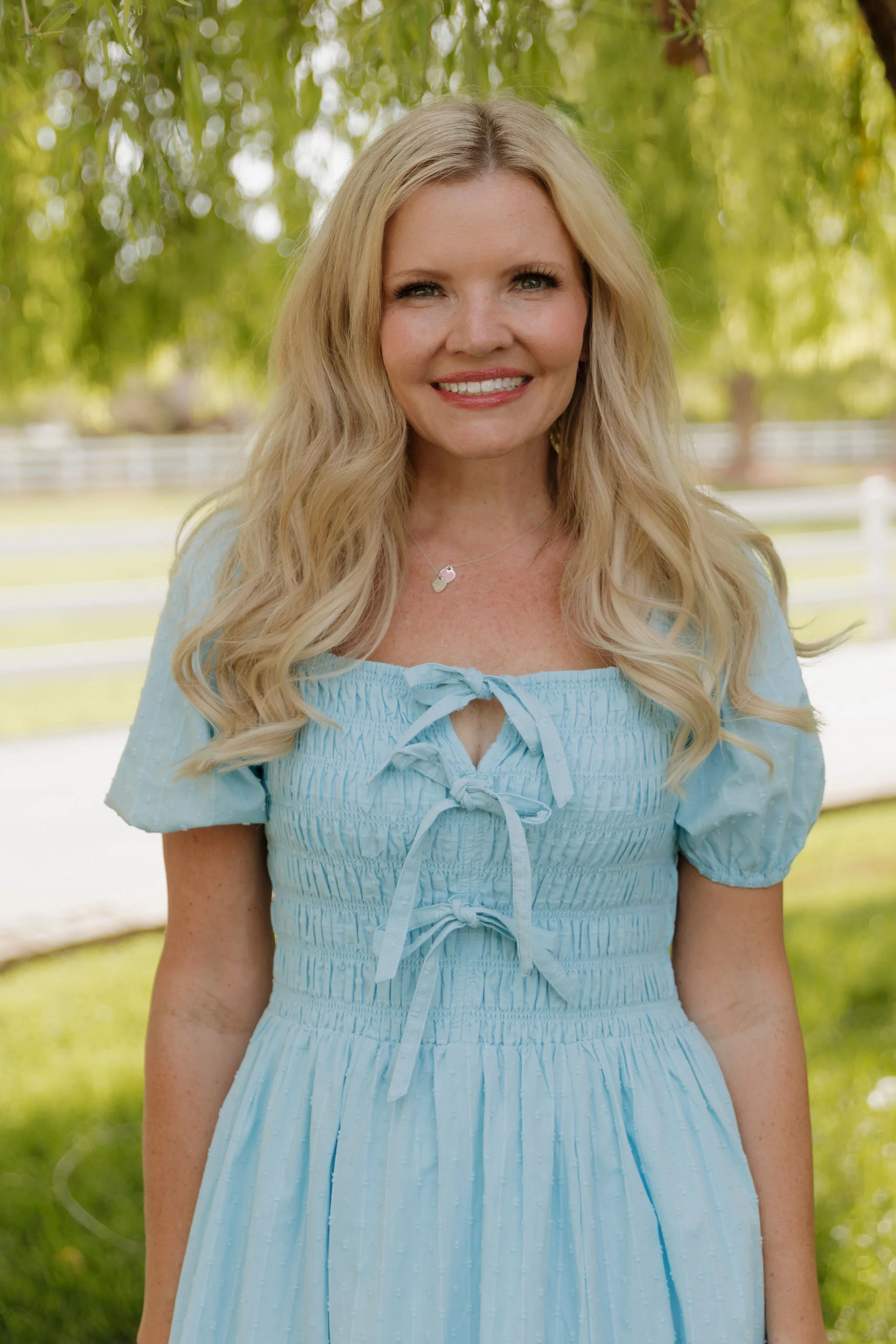 THE SUZANNAH BOW DETAIL DRESS IN BLUE - Image 5