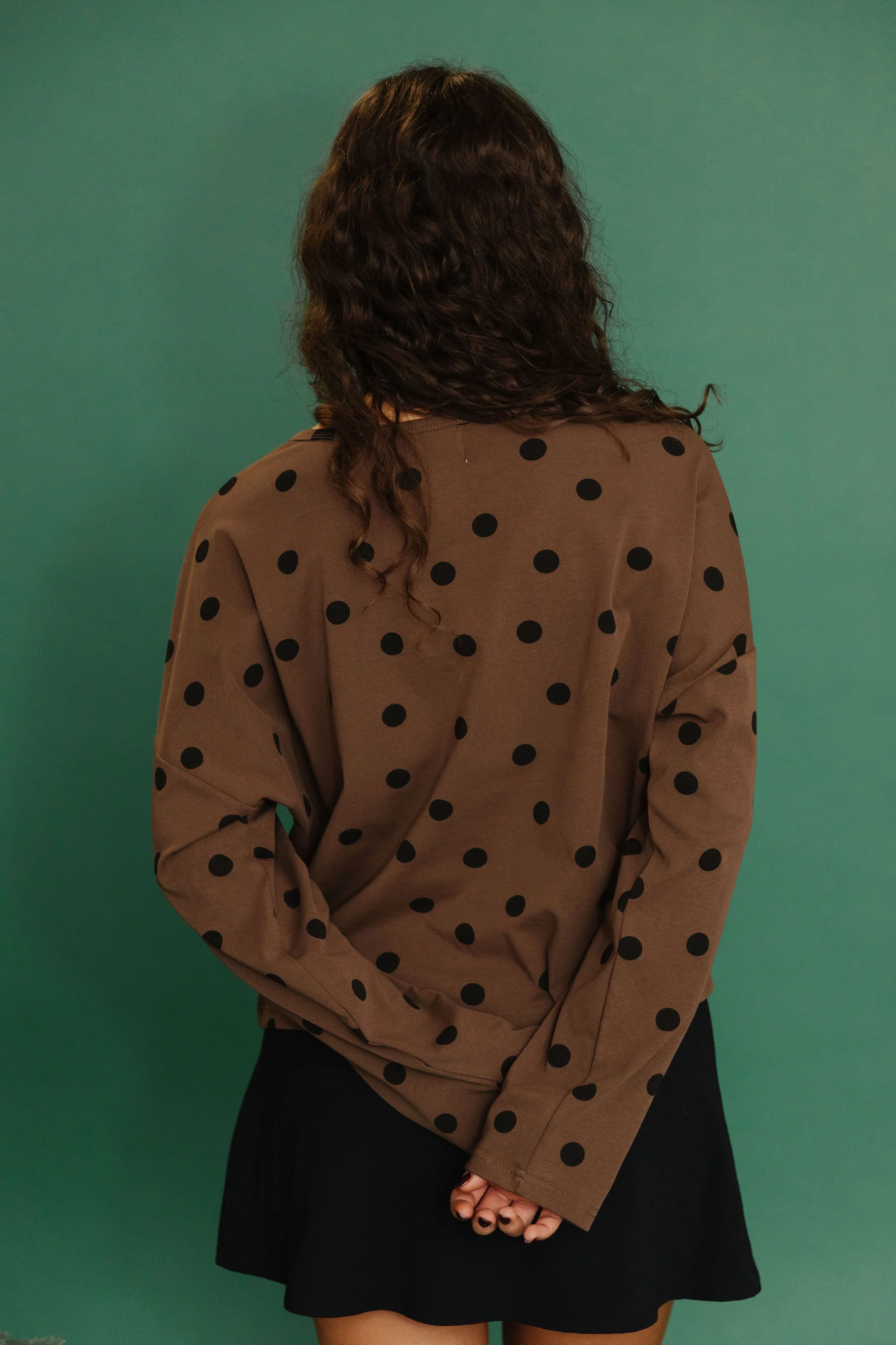 THE TAYLOR POLKA DOT CARDIGAN IN BROWN - Image 5
