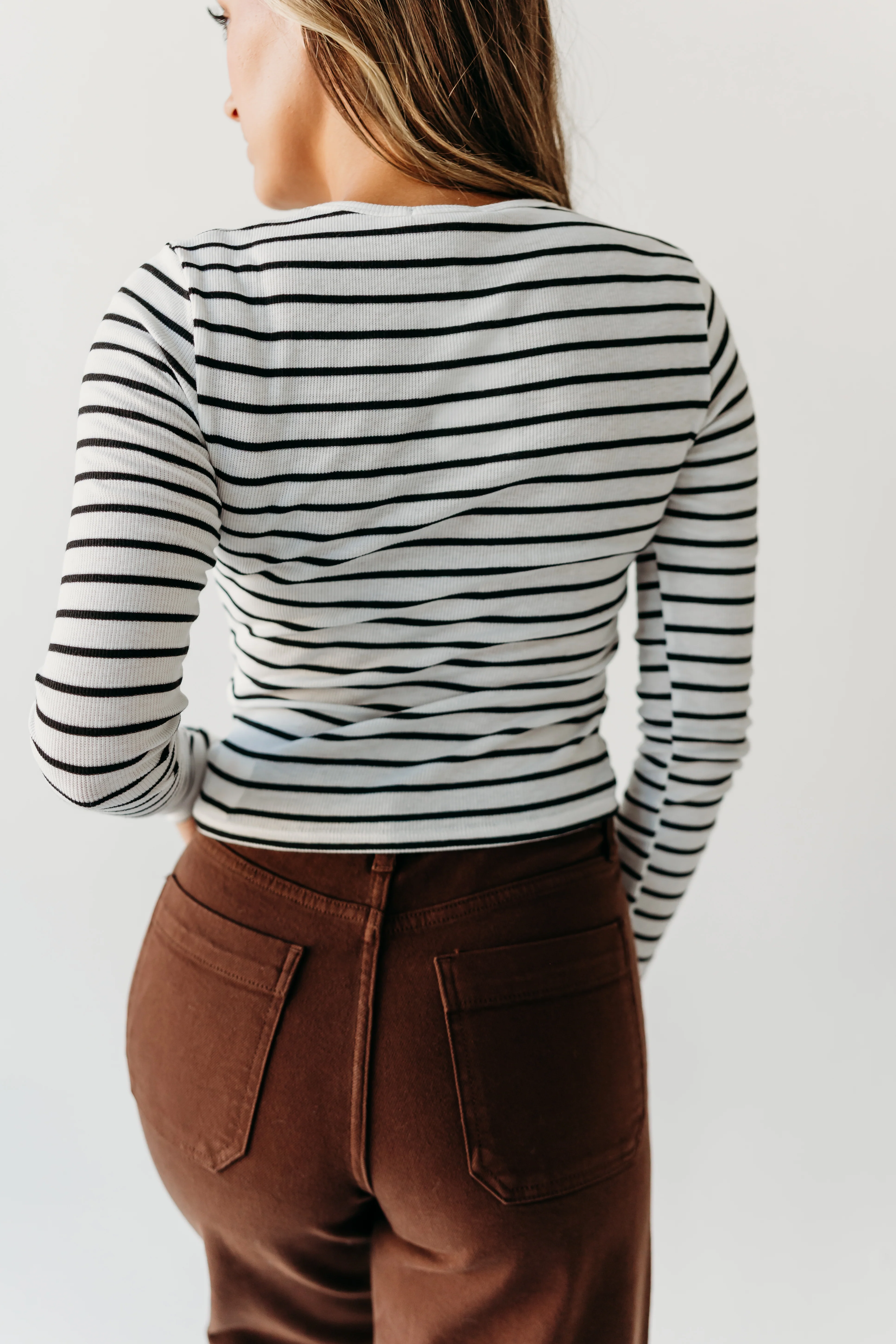 THE TRINITI STRIPED KNIT LONG SLEEVE IN WHITE - Image 5