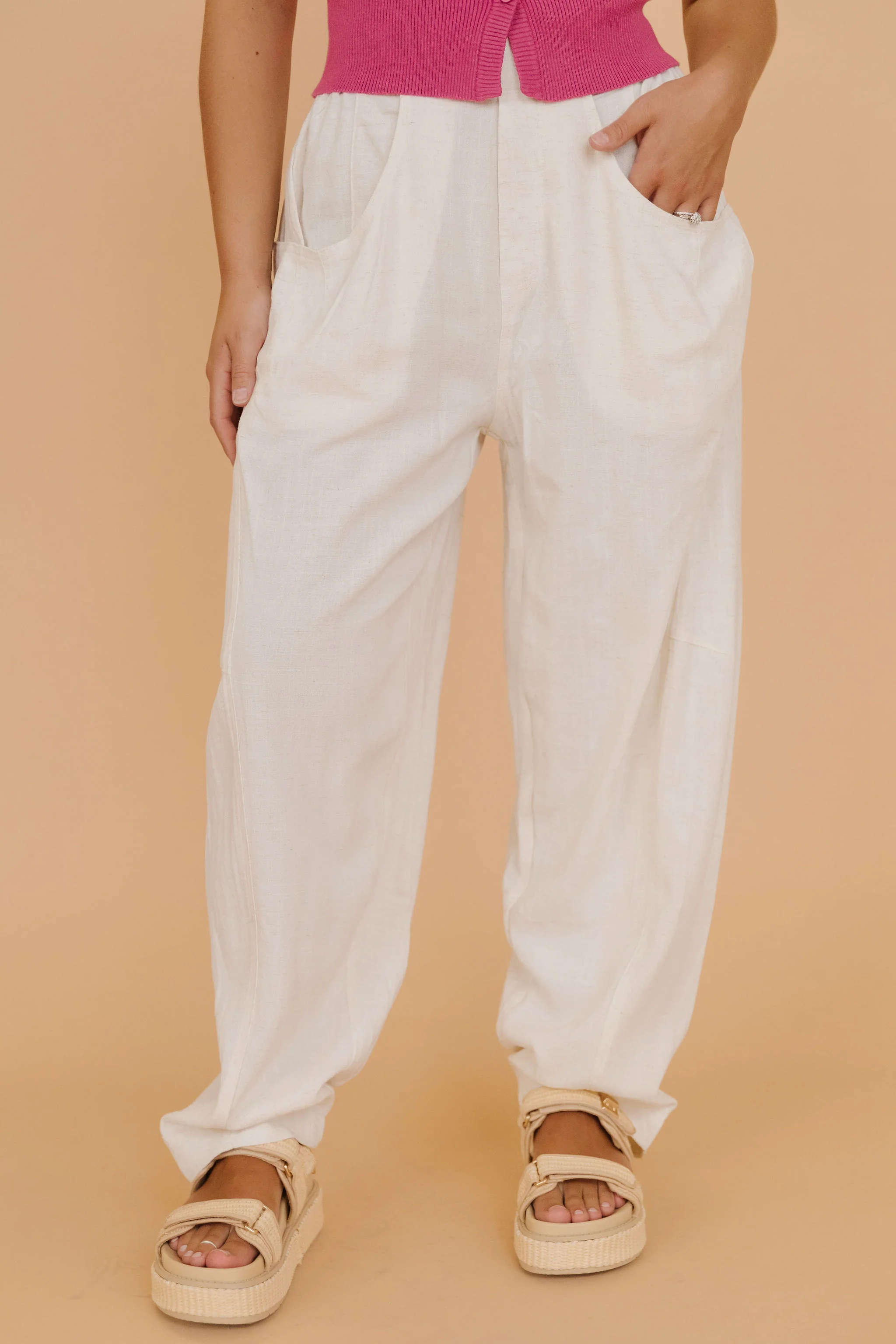THE TRISTEN BARREL PANTS IN OATMEAL - Image 4