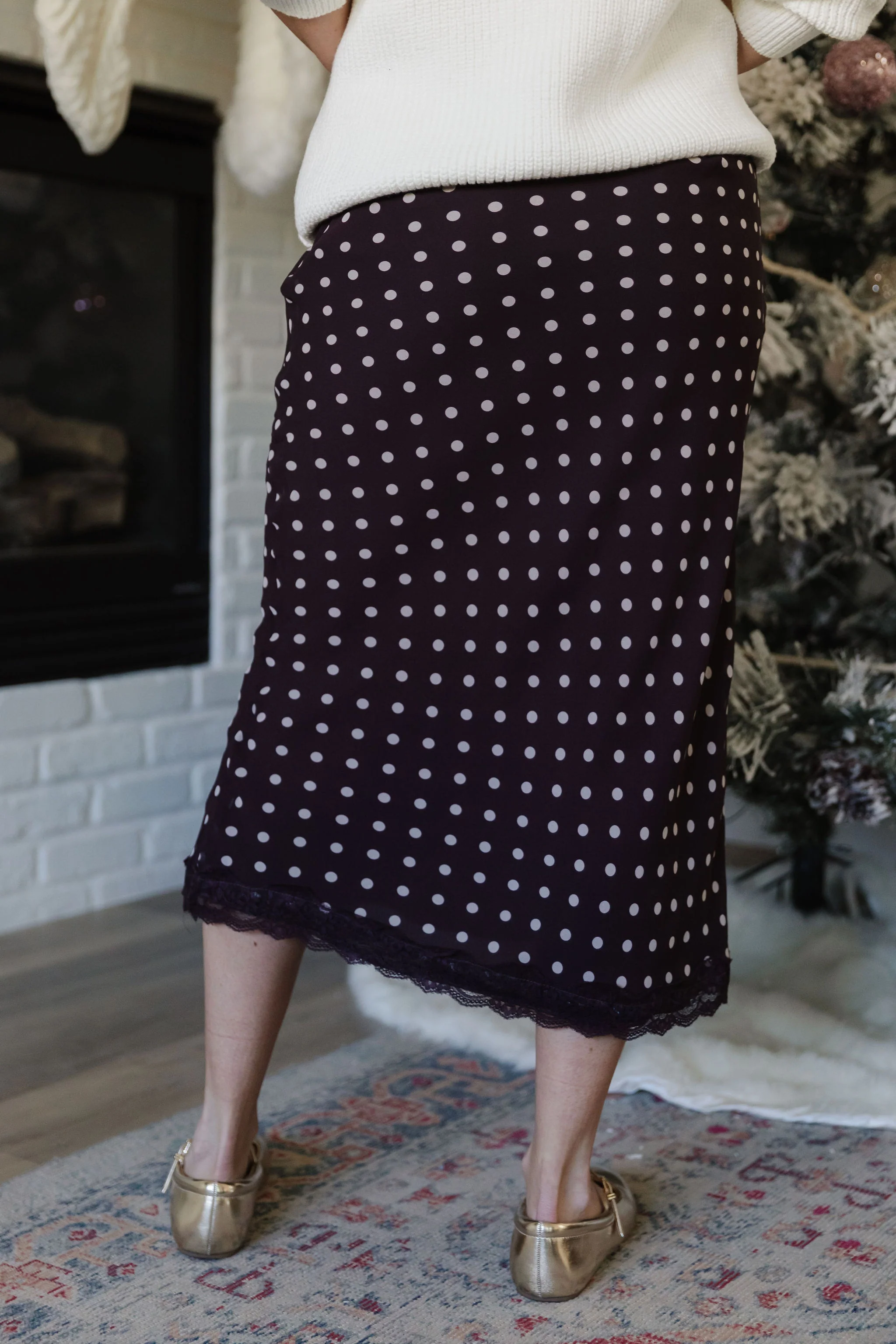 THE VIVIAN POLKA DOT SKIRT IN DEEP PLUM - Image 5