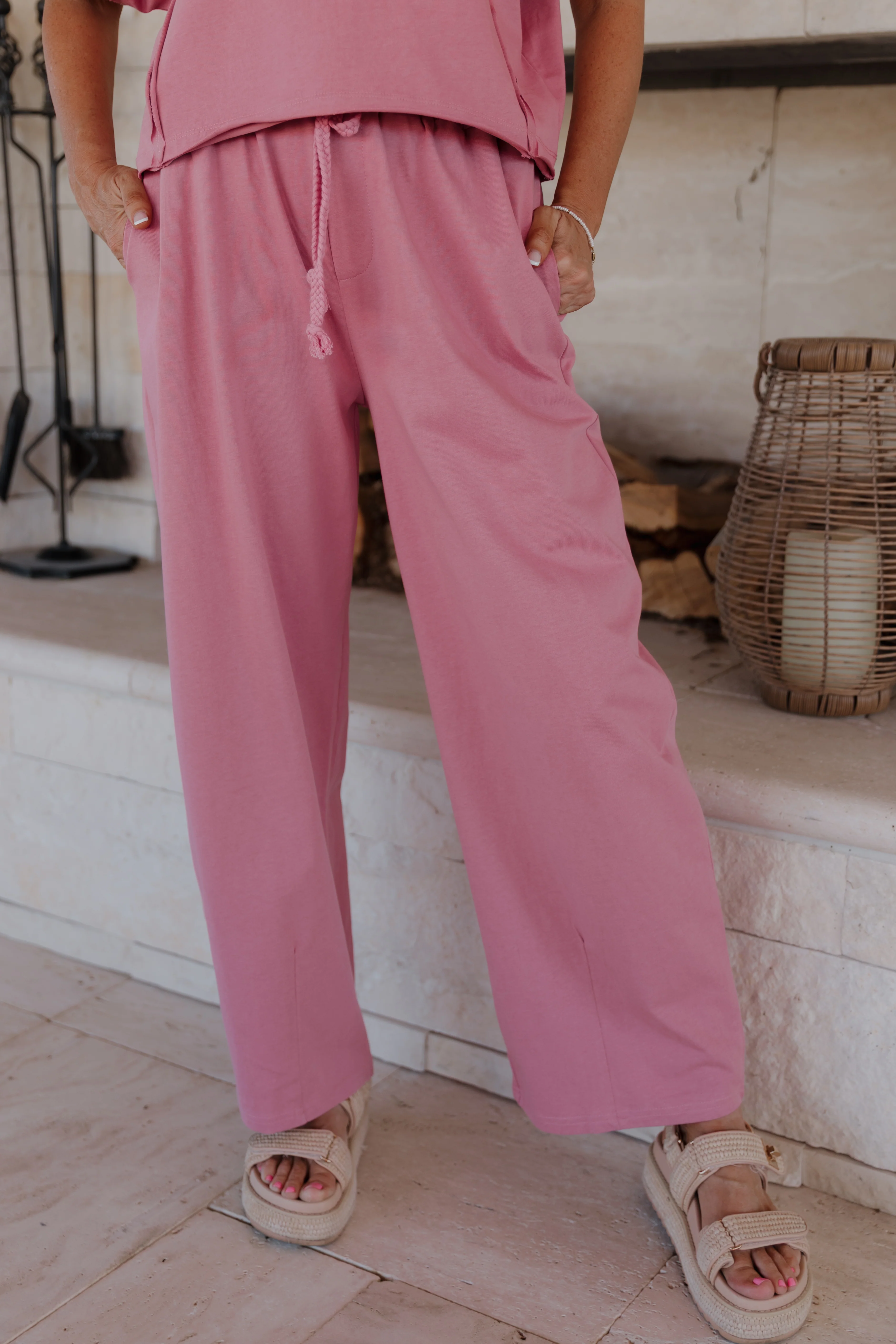 THE WILLOW DRAWSTRING PANTS IN ROSE PINK - Image 2