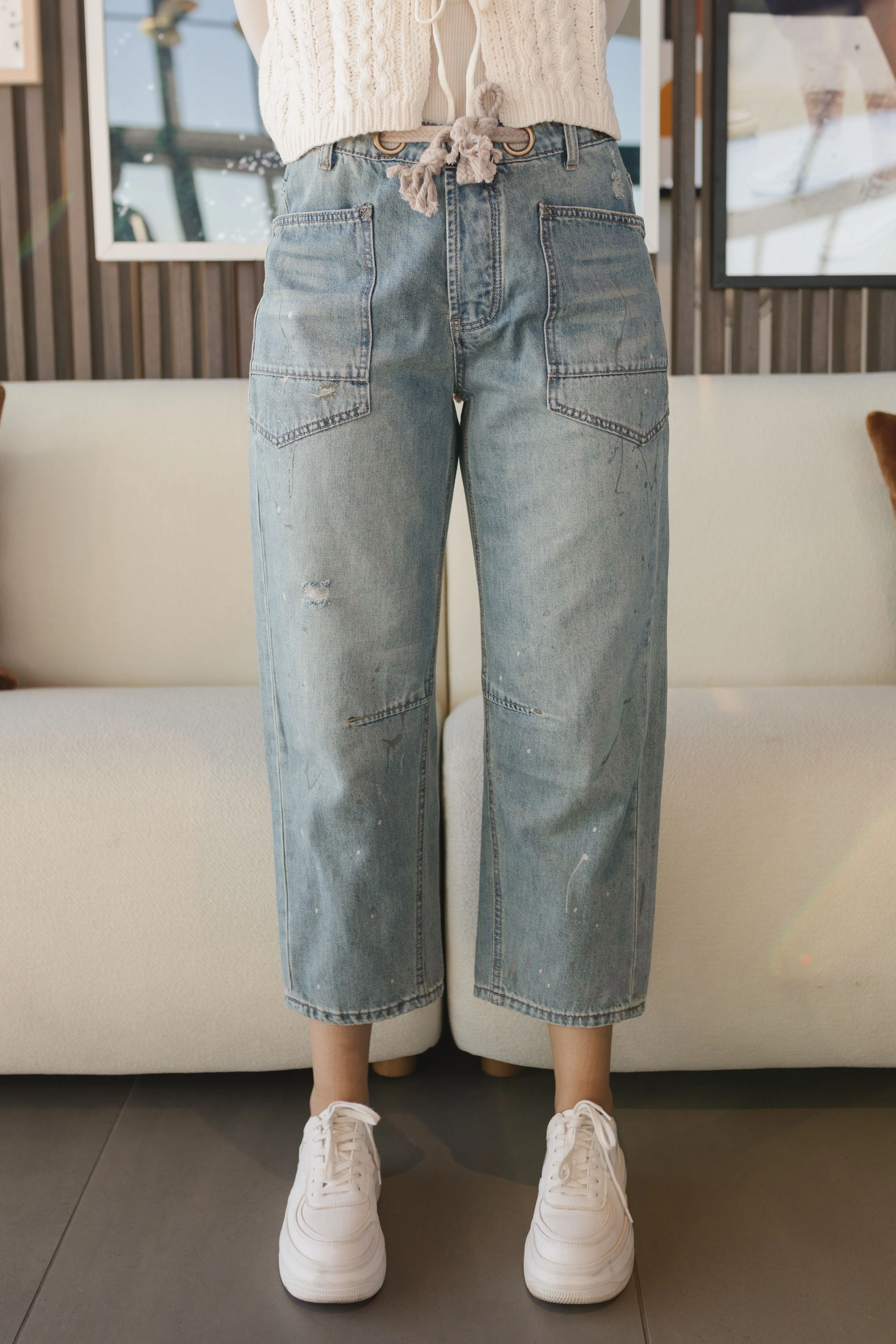 THE WINRY BRAIDED WAIST PANTS IN LIGHT WASH - Image 8
